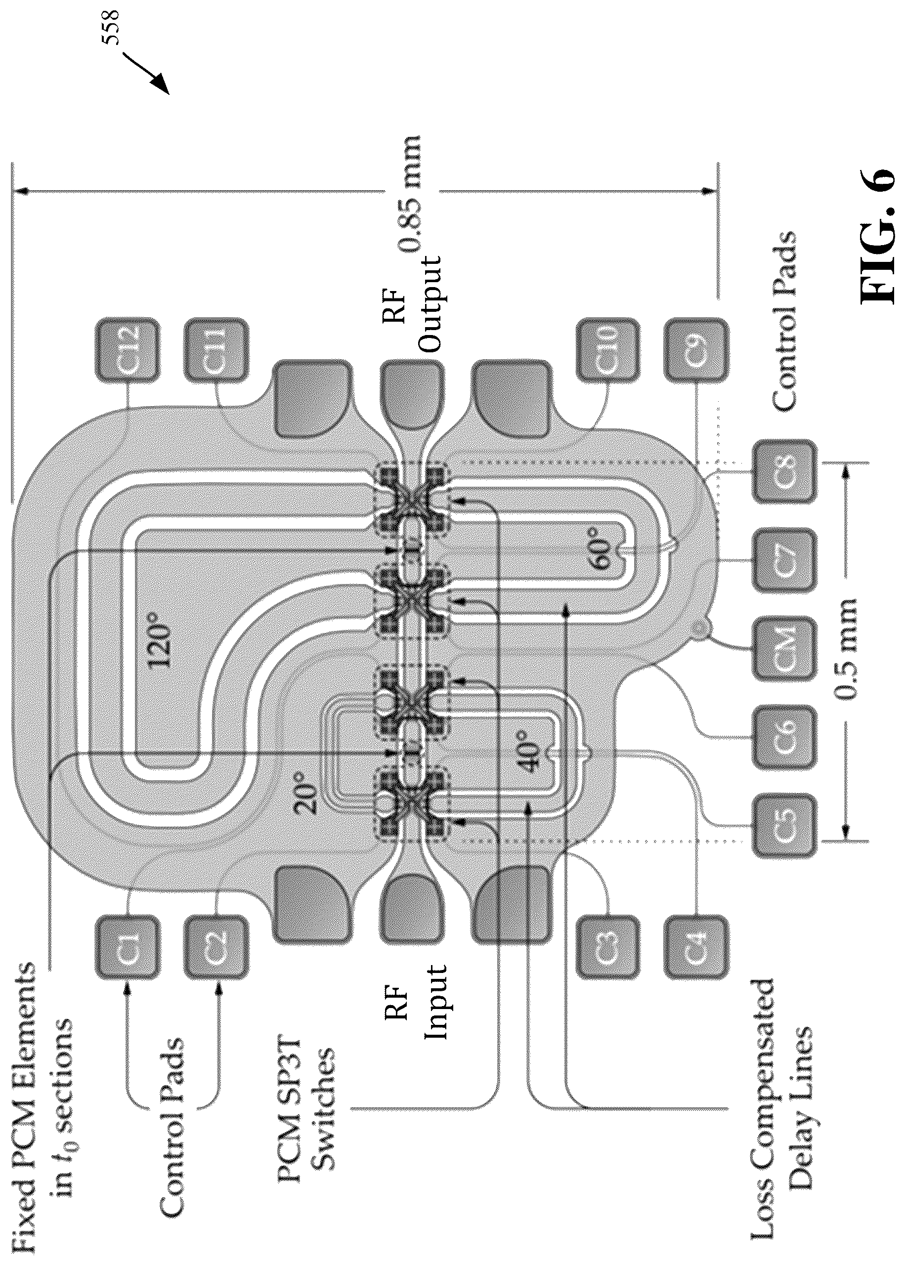 Patent US12620706 Figure 6 – Reconfigurable intelligent surfaces with integrated chalcogenide phase-delay elements