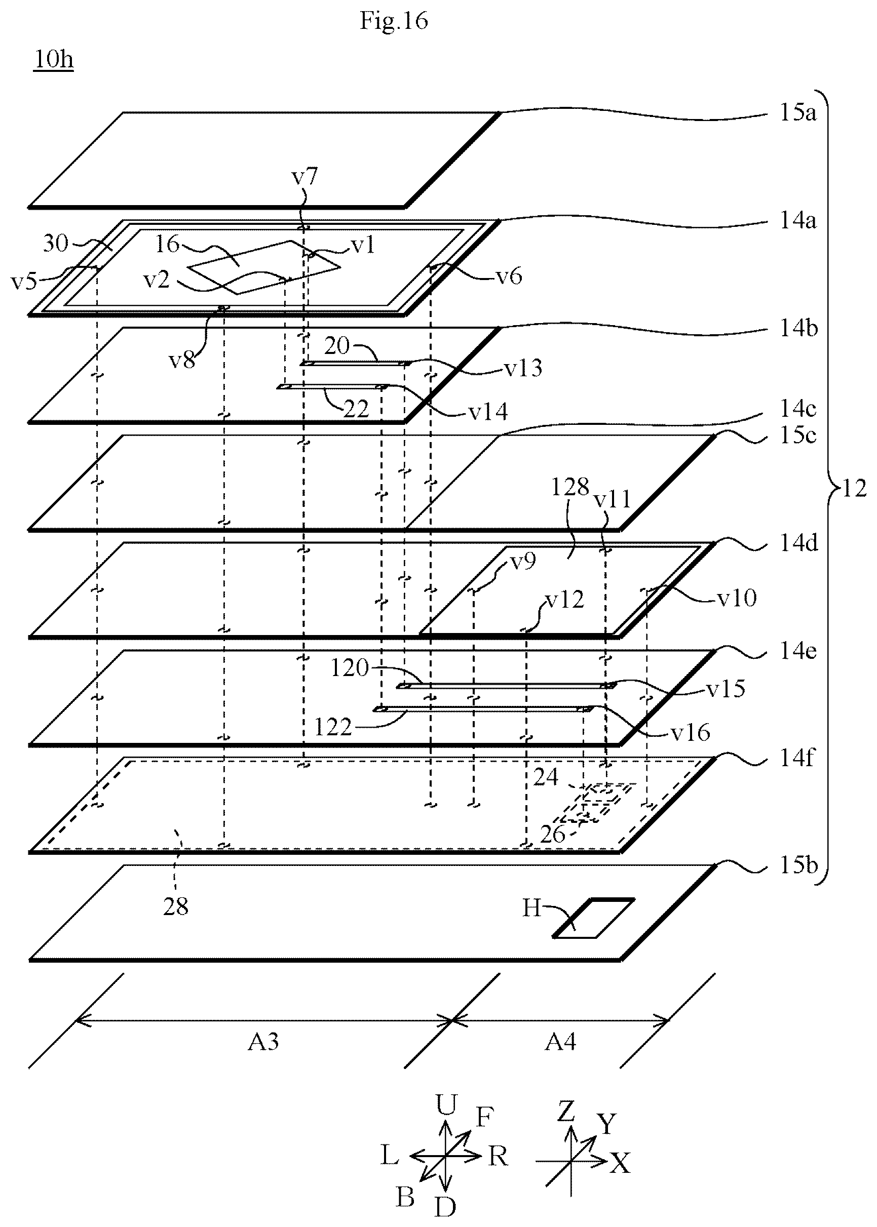 Patent US12620712 Figure 16 – Multilayer board and antenna module