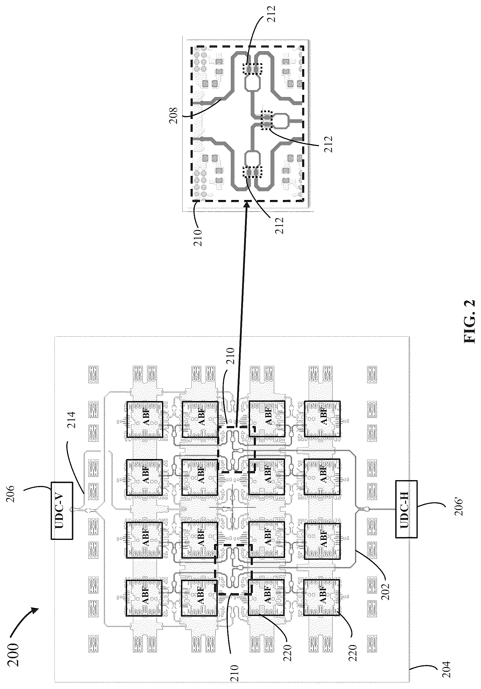 Patent US12620724 Figure 2 – Phased-array antenna system