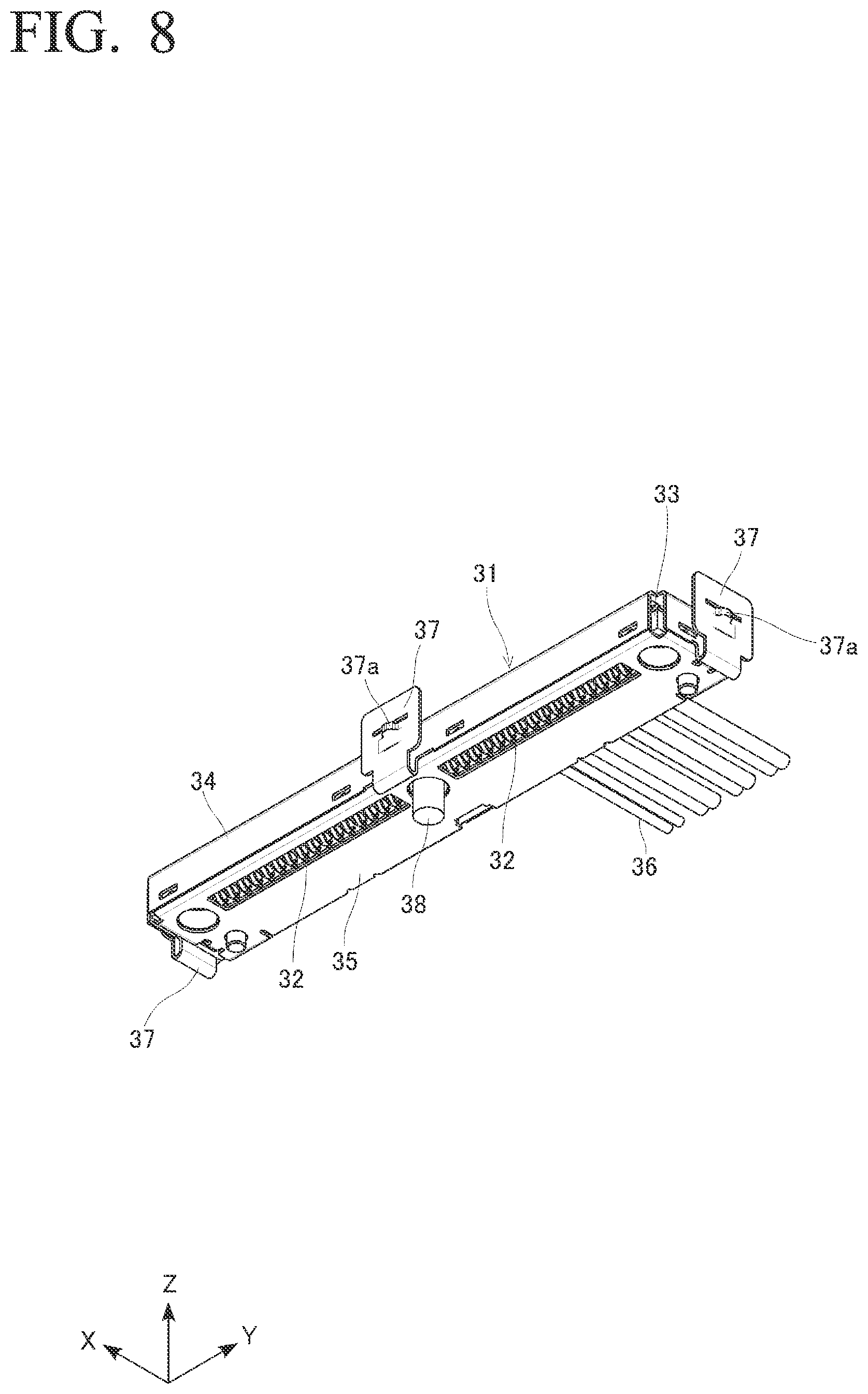 Patent US12620732 Figure 8 – Connector with substrate