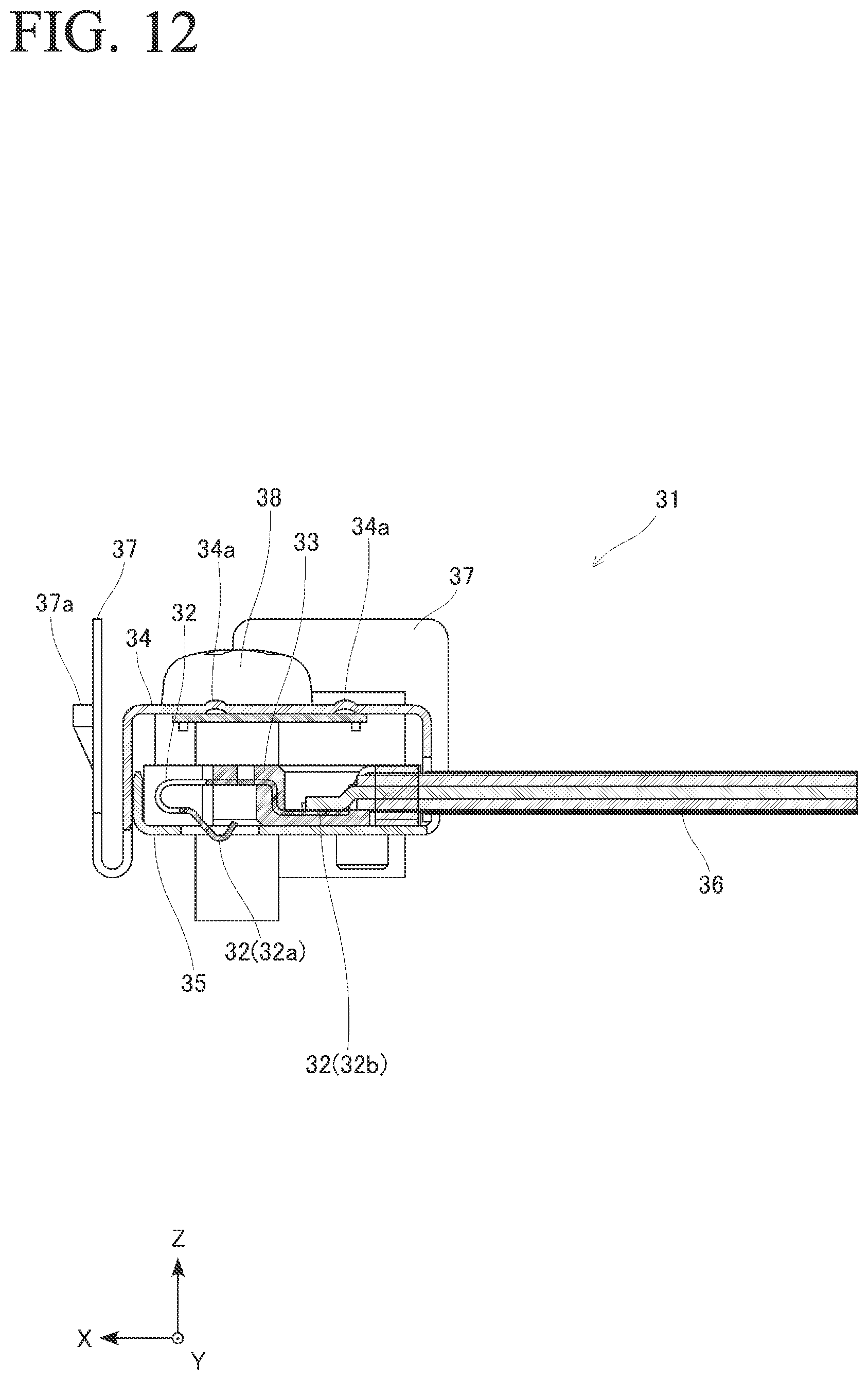 Patent US12620732 Figure 12 – Connector with substrate
