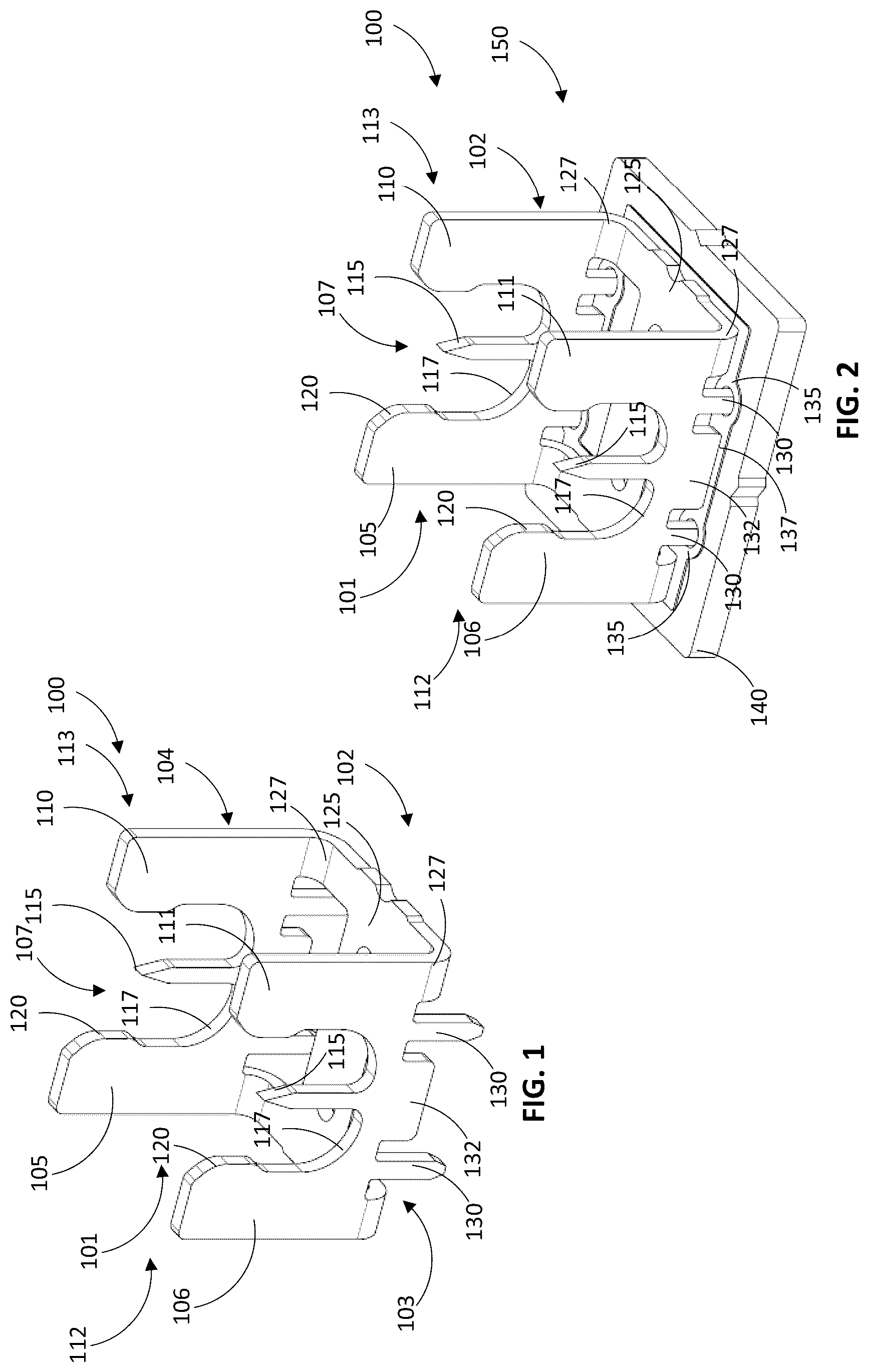 Patent US12620733 Figure 1 – Insulating piercing contact with wire retention feature