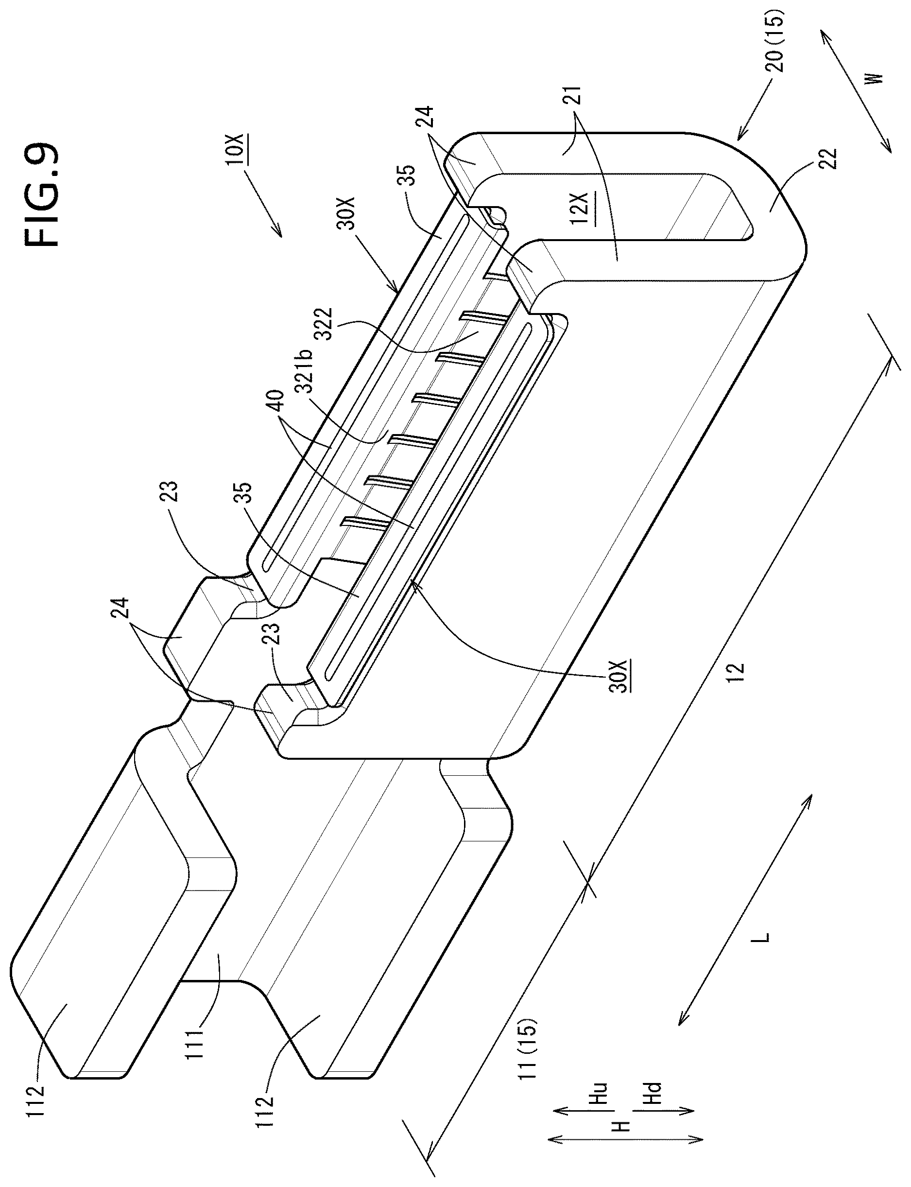 Patent US12620741 Figure 9 – Female terminal, connector, busbar, terminal-equipped electric wire, connector-equipped electric wire, and wire harness