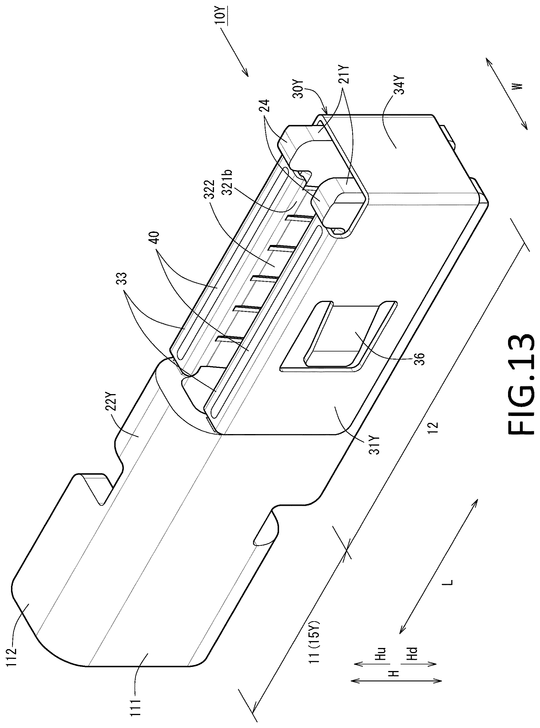Patent US12620741 Figure 13 – Female terminal, connector, busbar, terminal-equipped electric wire, connector-equipped electric wire, and wire harness