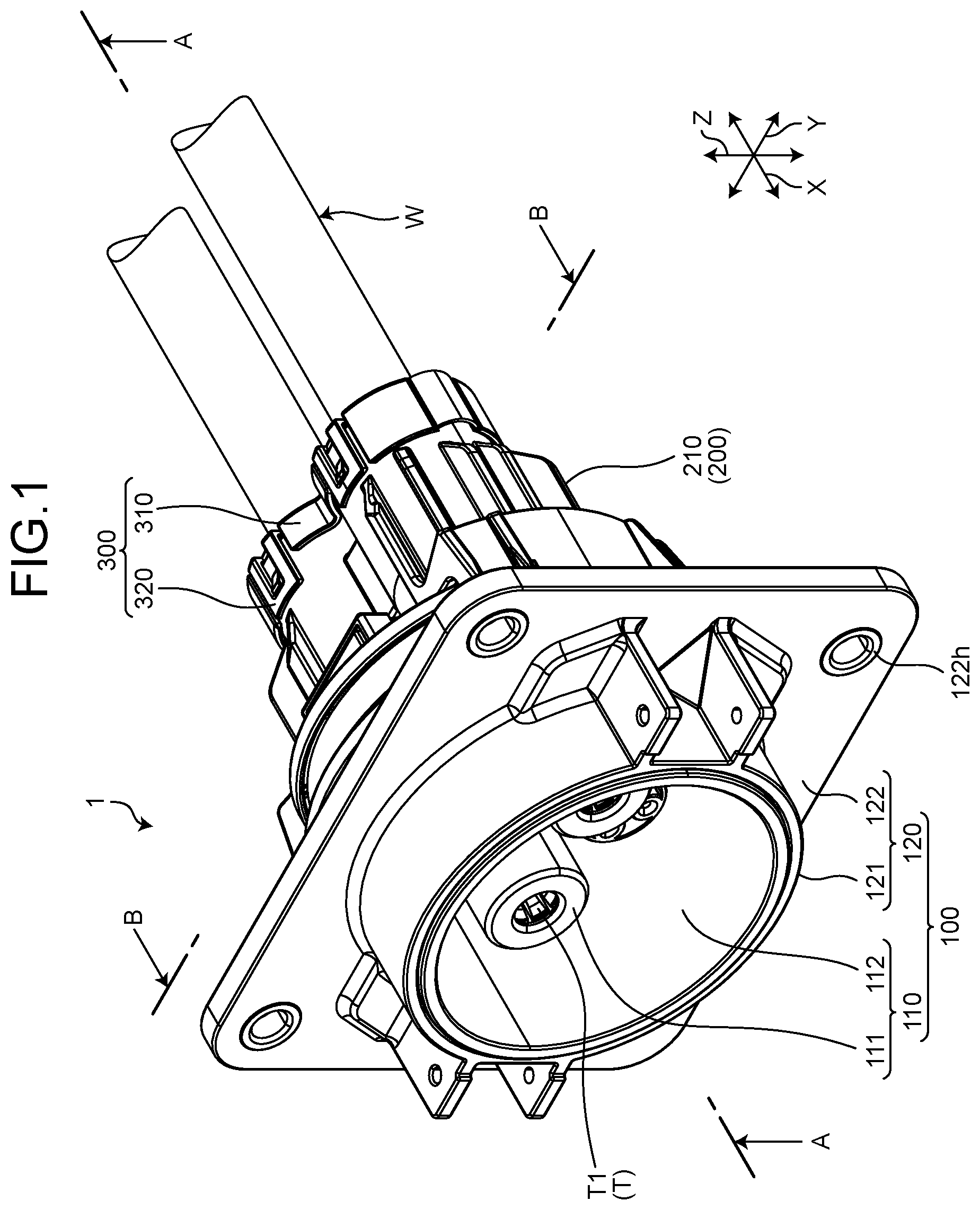 Patent US12620746 Figure 1 – Connector with elastic heat storage member abutting electric wire connection part