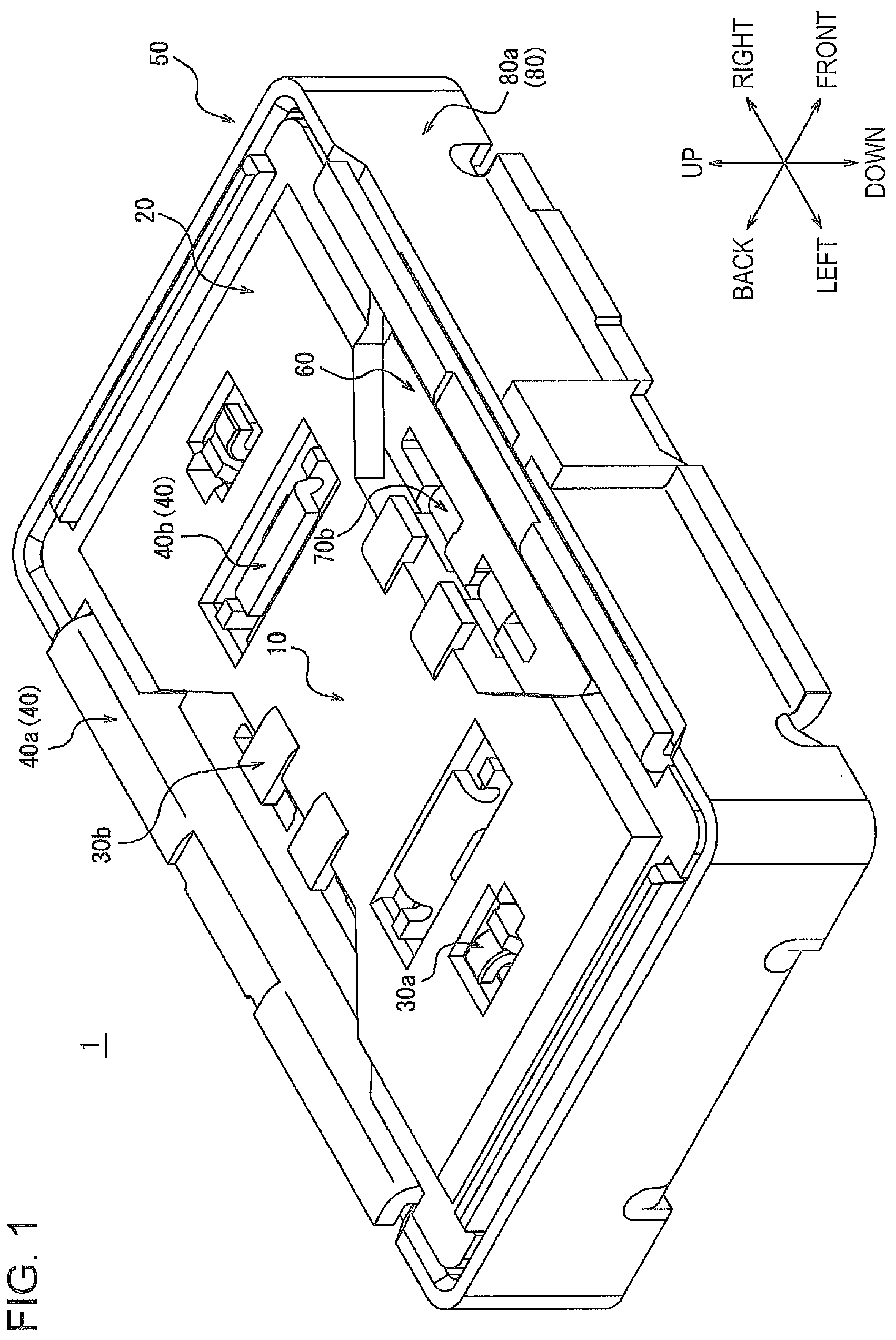 Patent US12620747 Figure 1 – Connector, connector module, and electronic apparatus
