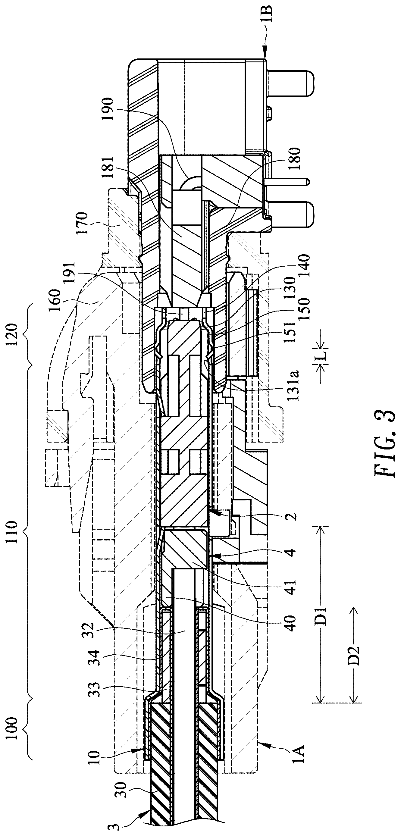 Patent US12620749 Figure 3 – Cable connector and metal housing thereof