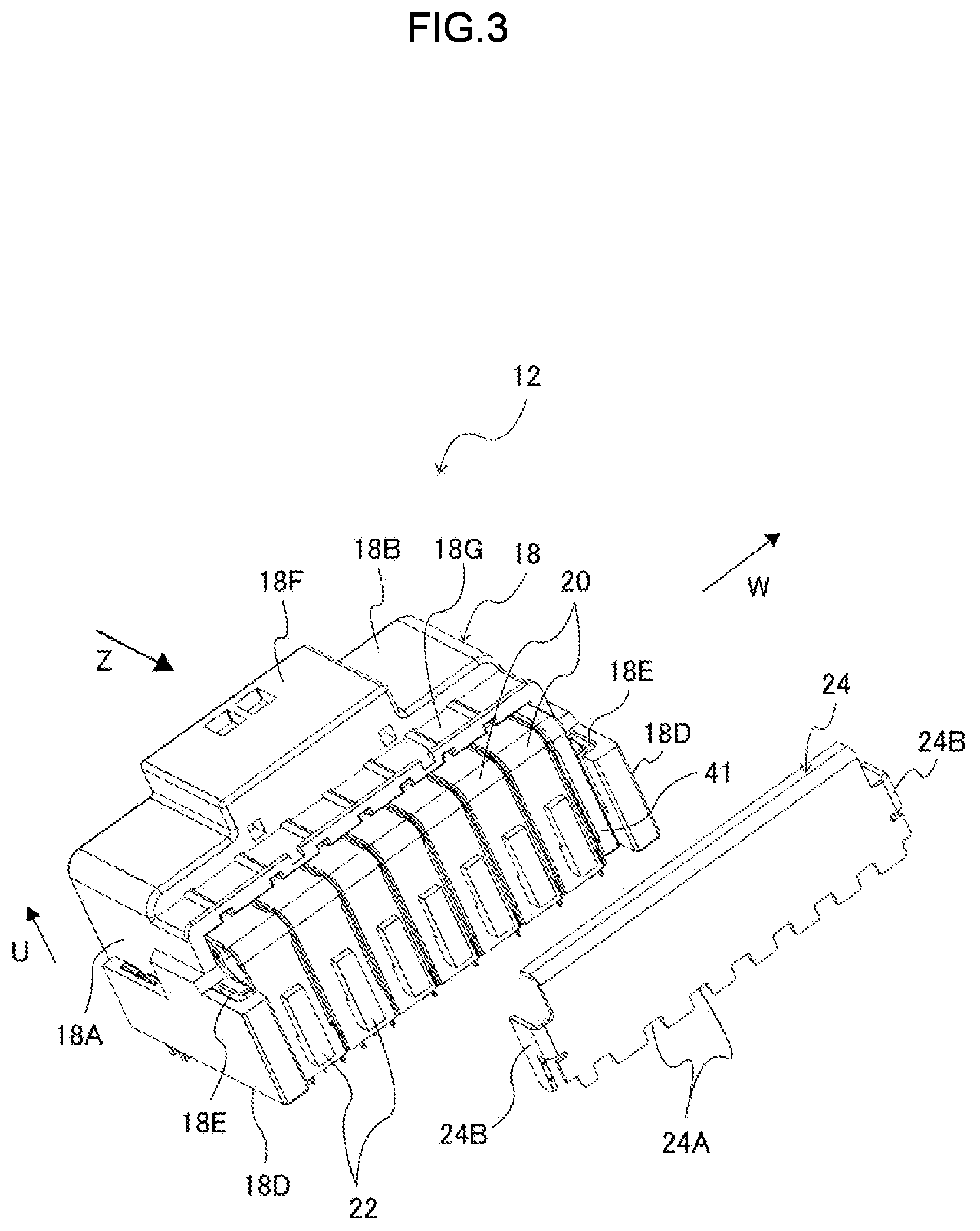 Patent US12620751 Figure 3 – Connector with pair of terminals and coupling portion