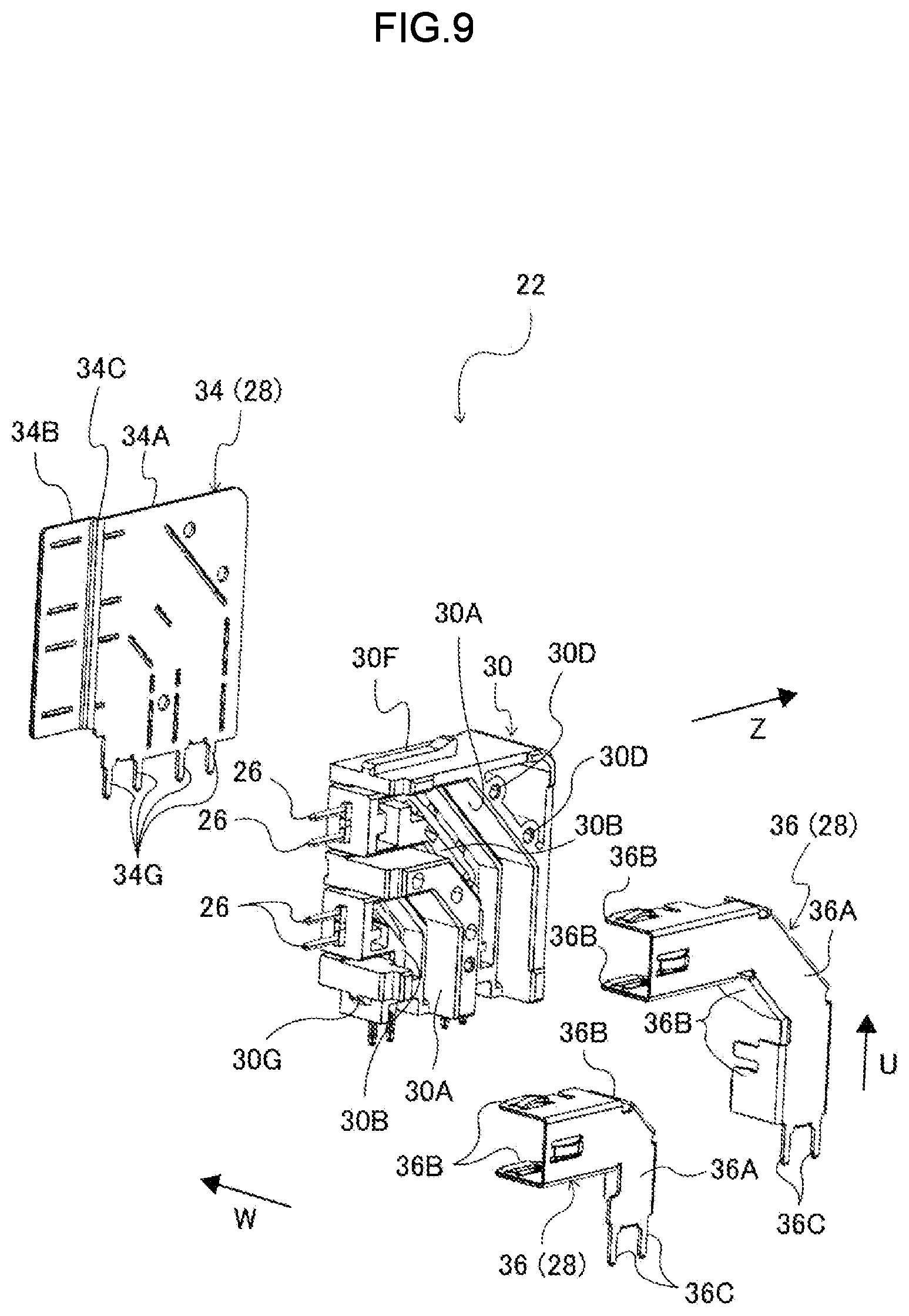 Patent US12620751 Figure 9 – Connector with pair of terminals and coupling portion