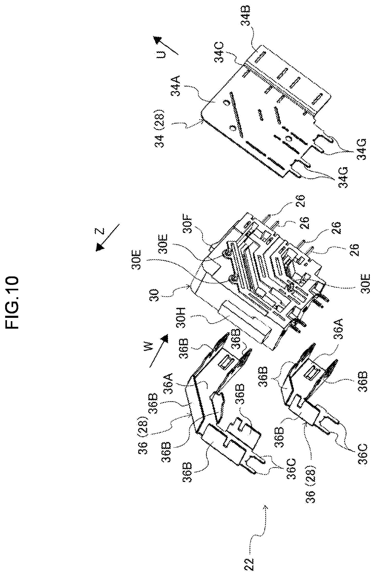 Patent US12620751 Figure 10 – Connector with pair of terminals and coupling portion