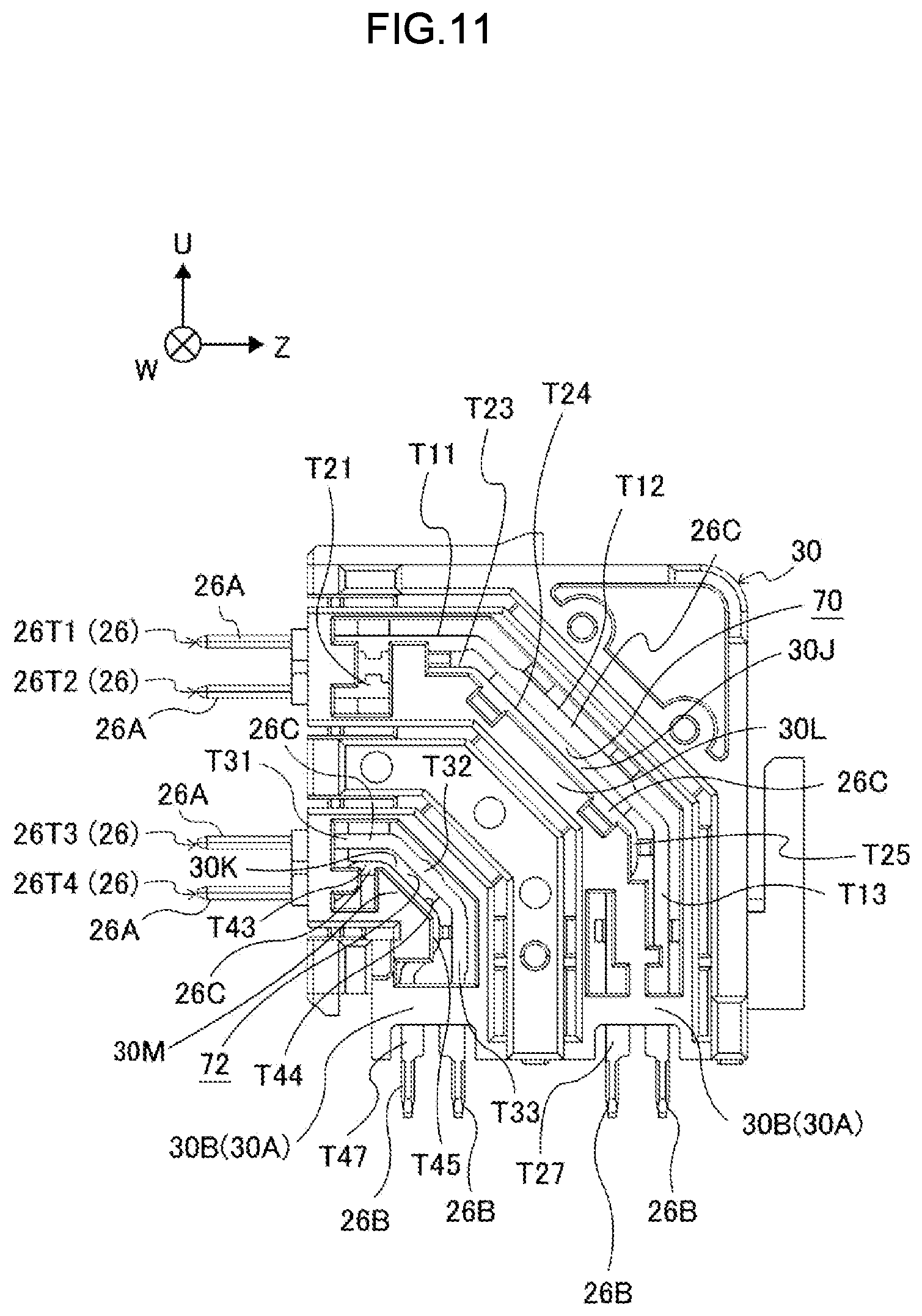 Patent US12620751 Figure 11 – Connector with pair of terminals and coupling portion