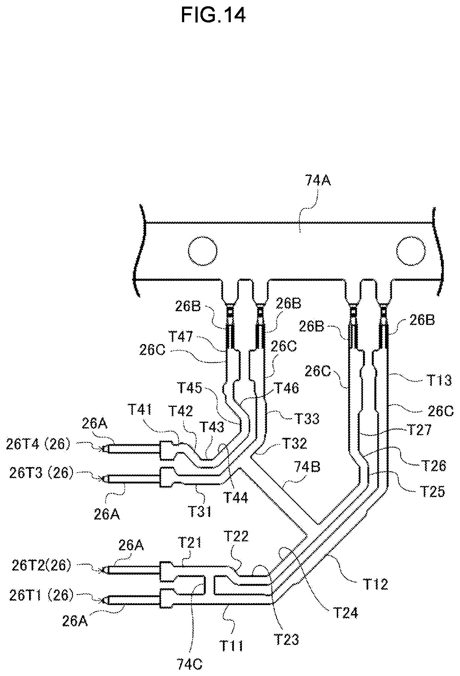 Patent US12620751 Figure 14 – Connector with pair of terminals and coupling portion