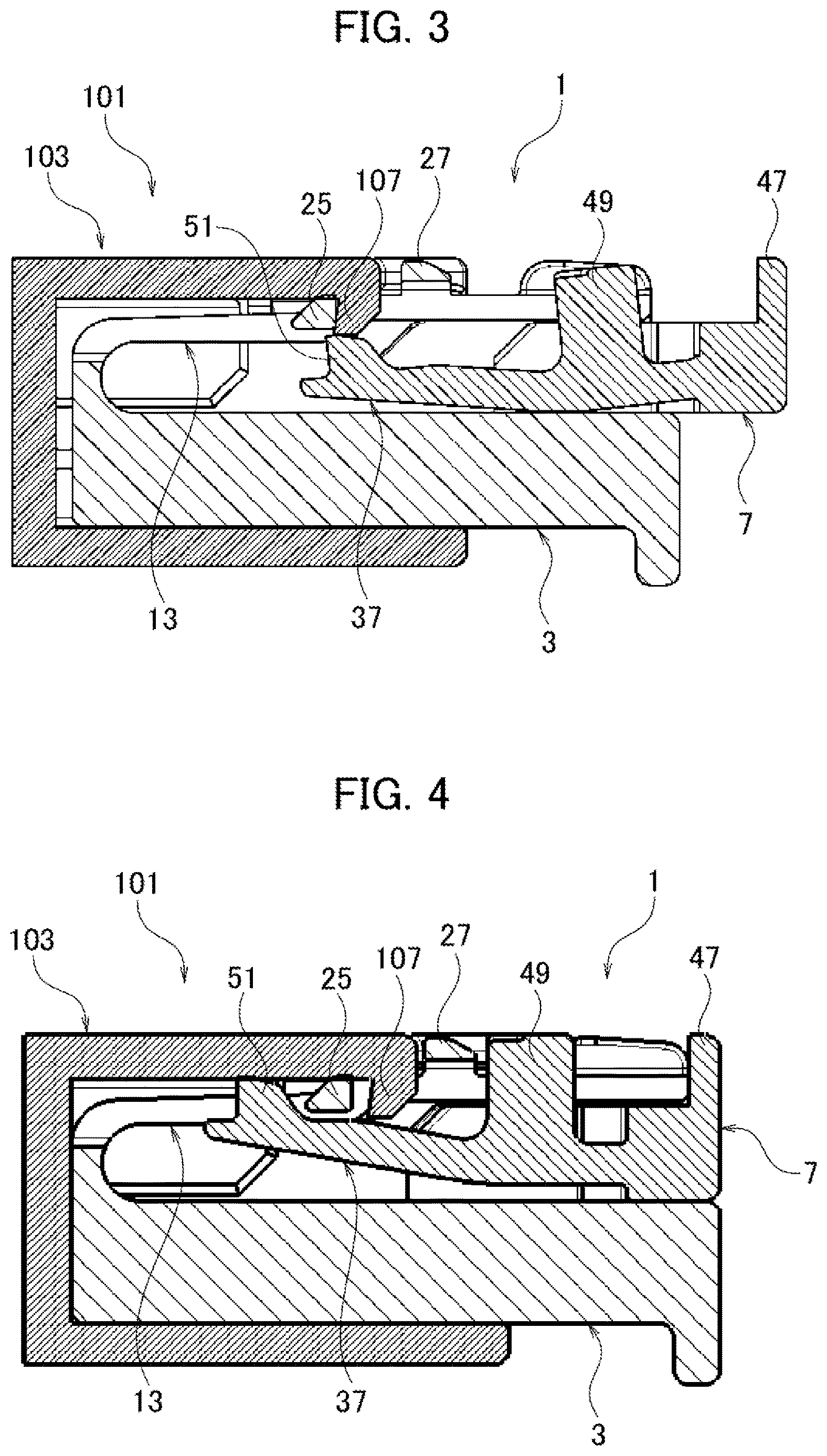 Patent US12620759 Figure 2 – Connector with restrained movement between locking positions