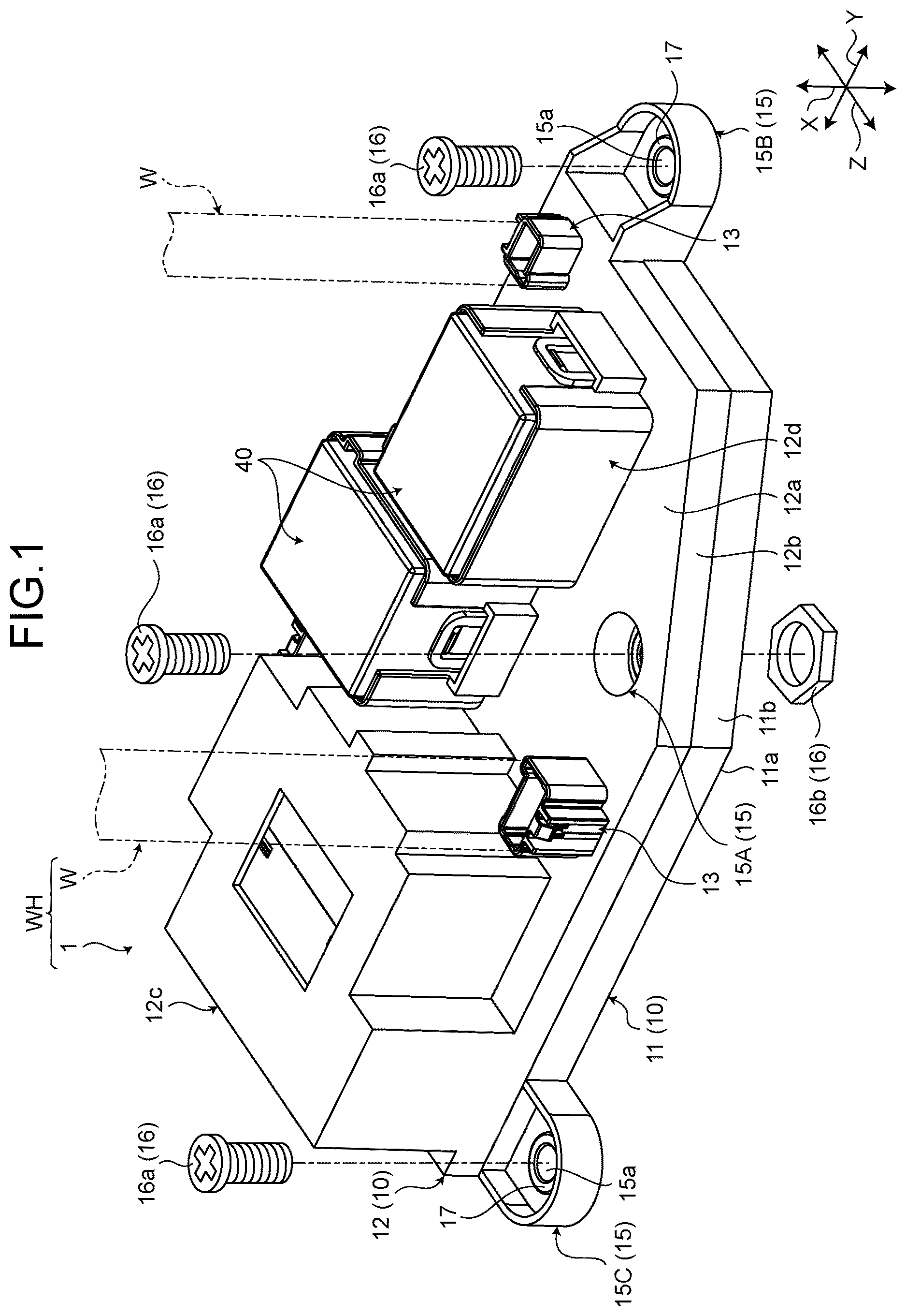 Patent US12620791 Figure 1 – Electrical connection box and wire harness