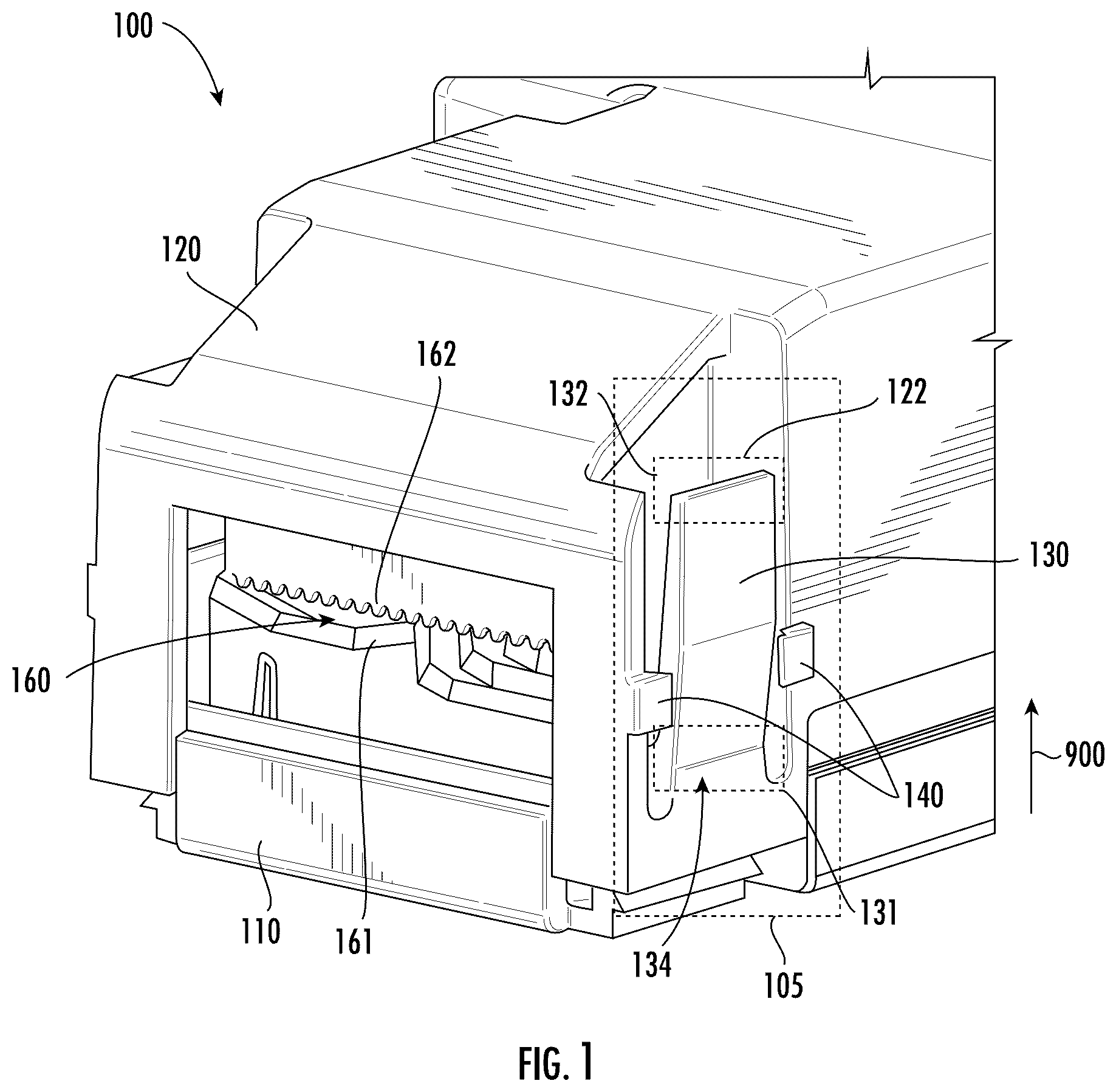 Patent US12620795 Figure 1 – Strain relief clamp
