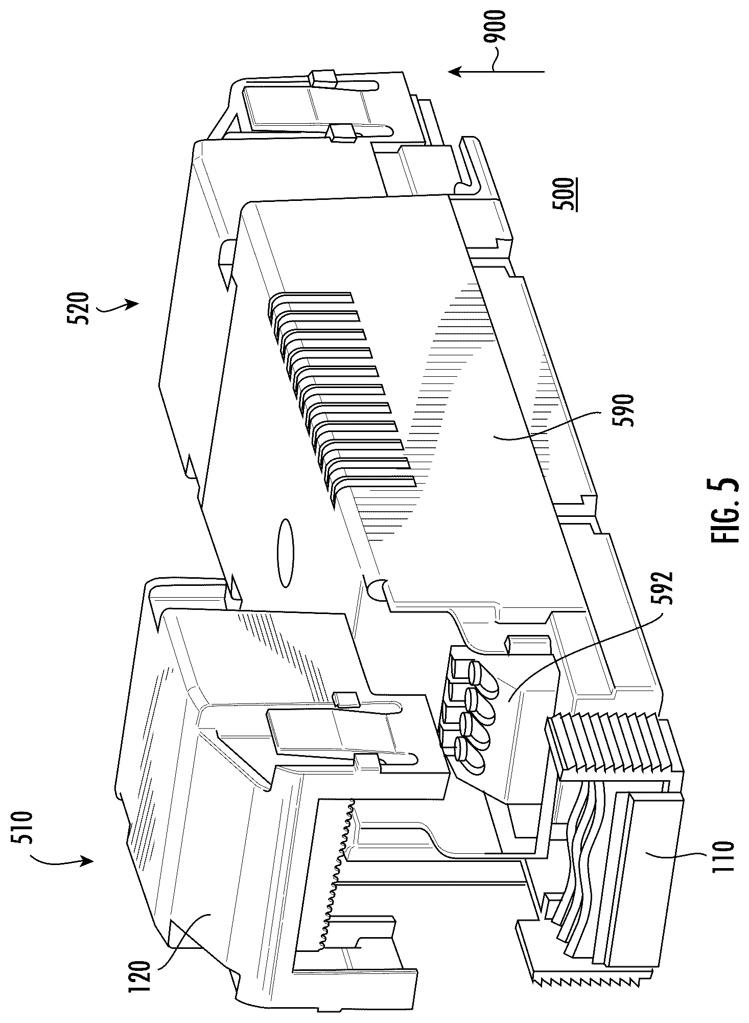 Patent US12620795 Figure 5 – Strain relief clamp