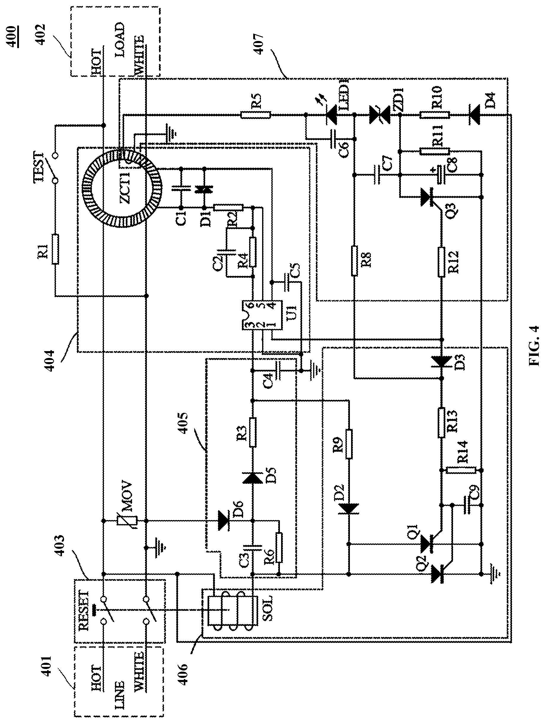 Patent US12620801 Figure 3 – Leakage current detection and interruption device and related electrical connectors and electrical appliances