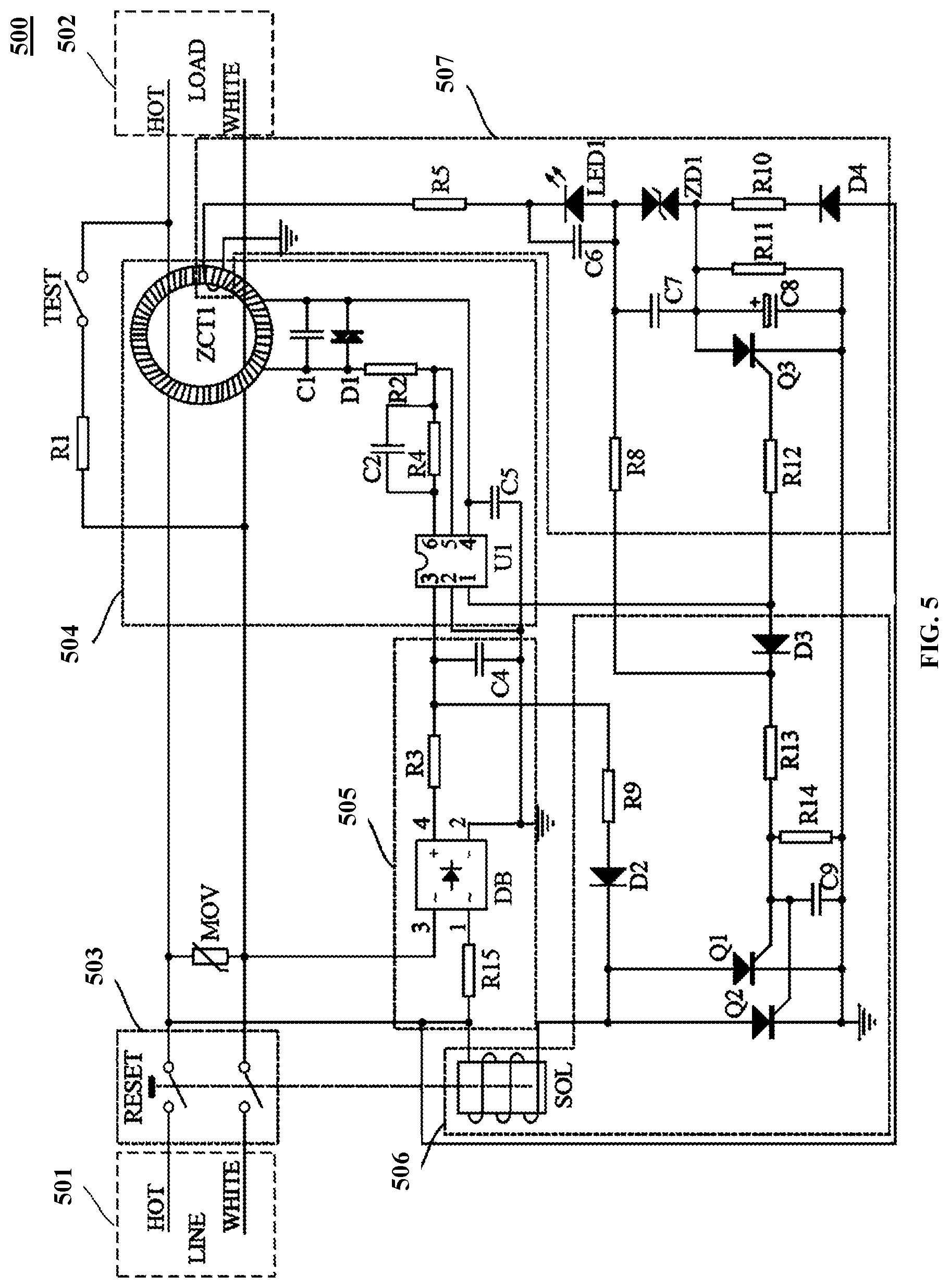 Patent US12620801 Figure 4 – Leakage current detection and interruption device and related electrical connectors and electrical appliances