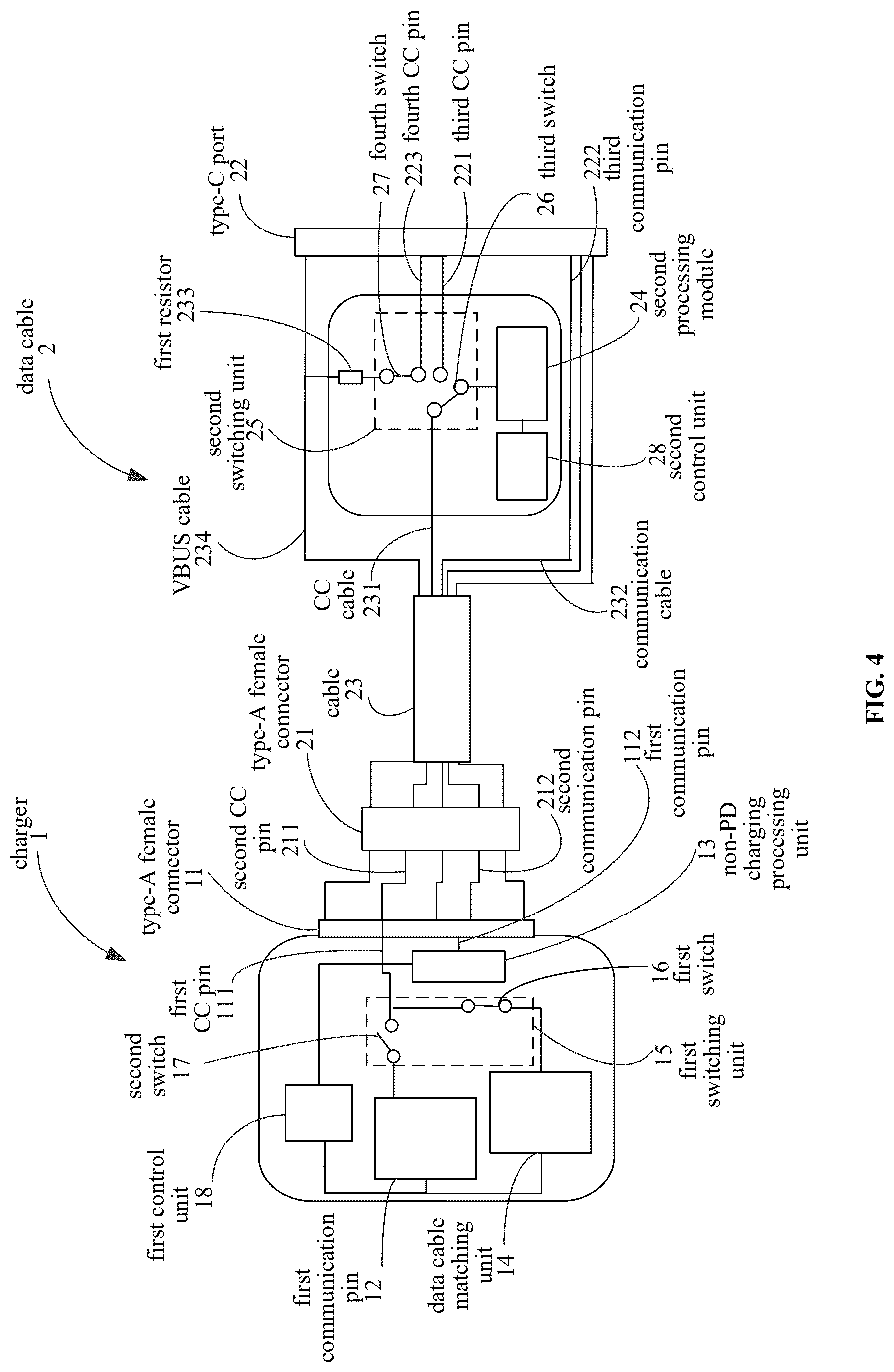 Patent US12620815 Figure 3 – Charger, data cable, and charging device