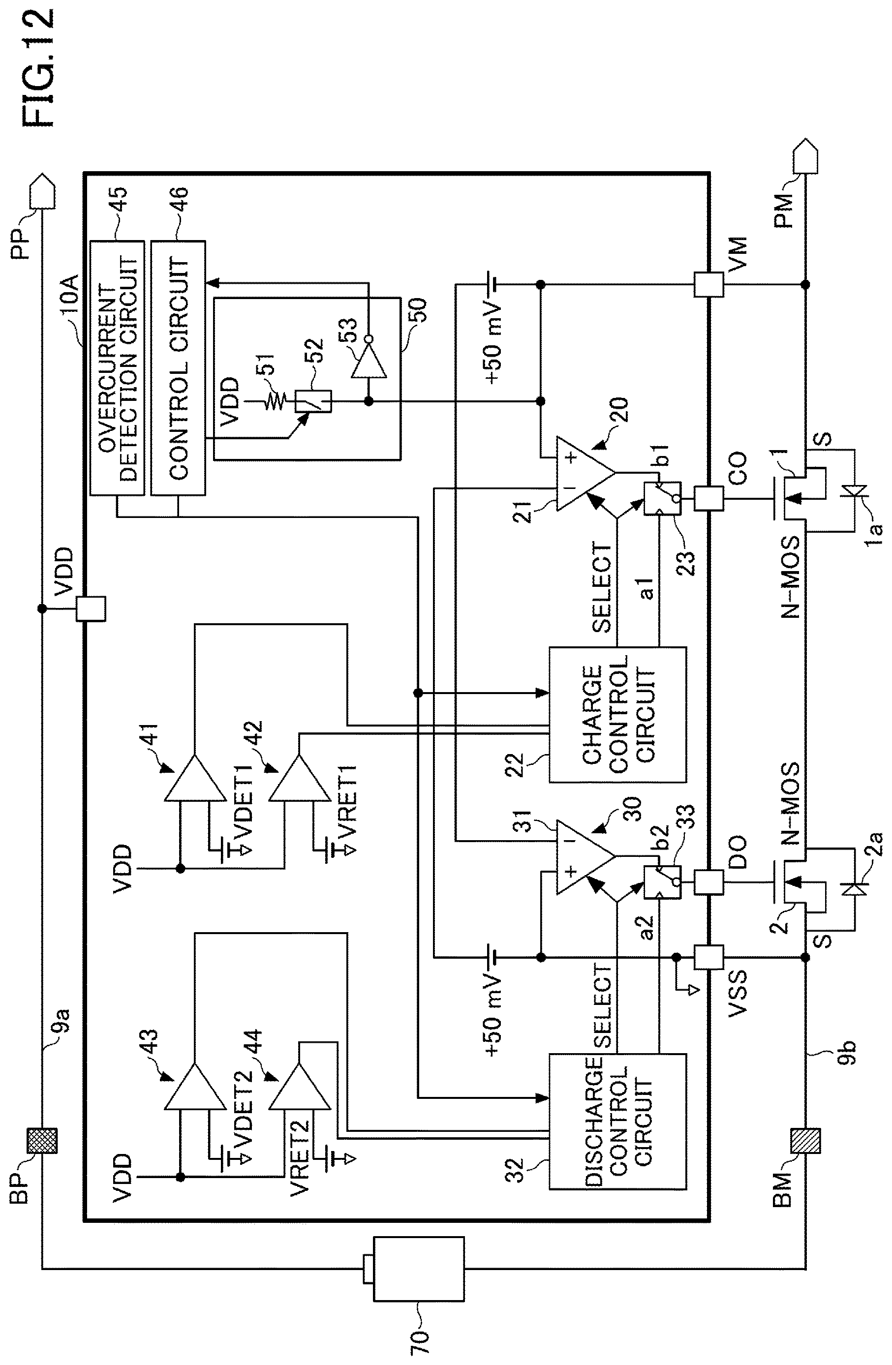 Patent US12620820 Figure 12 – Secondary battery protection circuit, battery pack, battery system, and method for protecting secondary battery