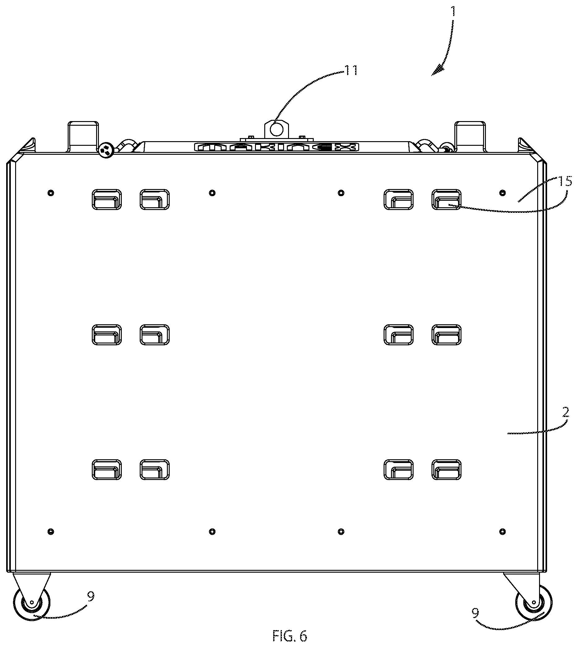 Patent US12620822 Figure 6 – Mobile power tool battery charging pod with lockable compartments