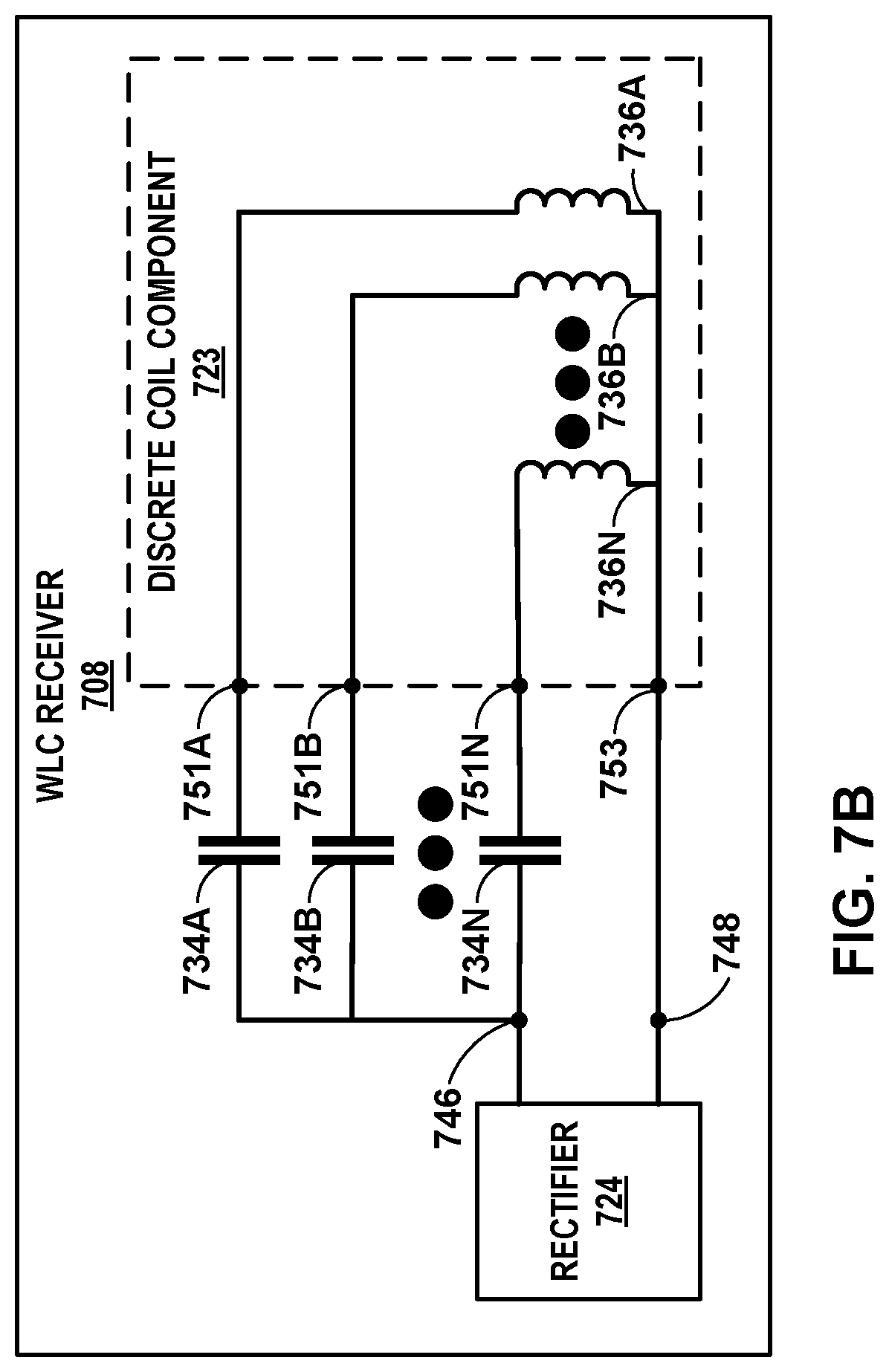 Patent US12620834 Figure 7 – Wireless charging with split resonant capacitors
