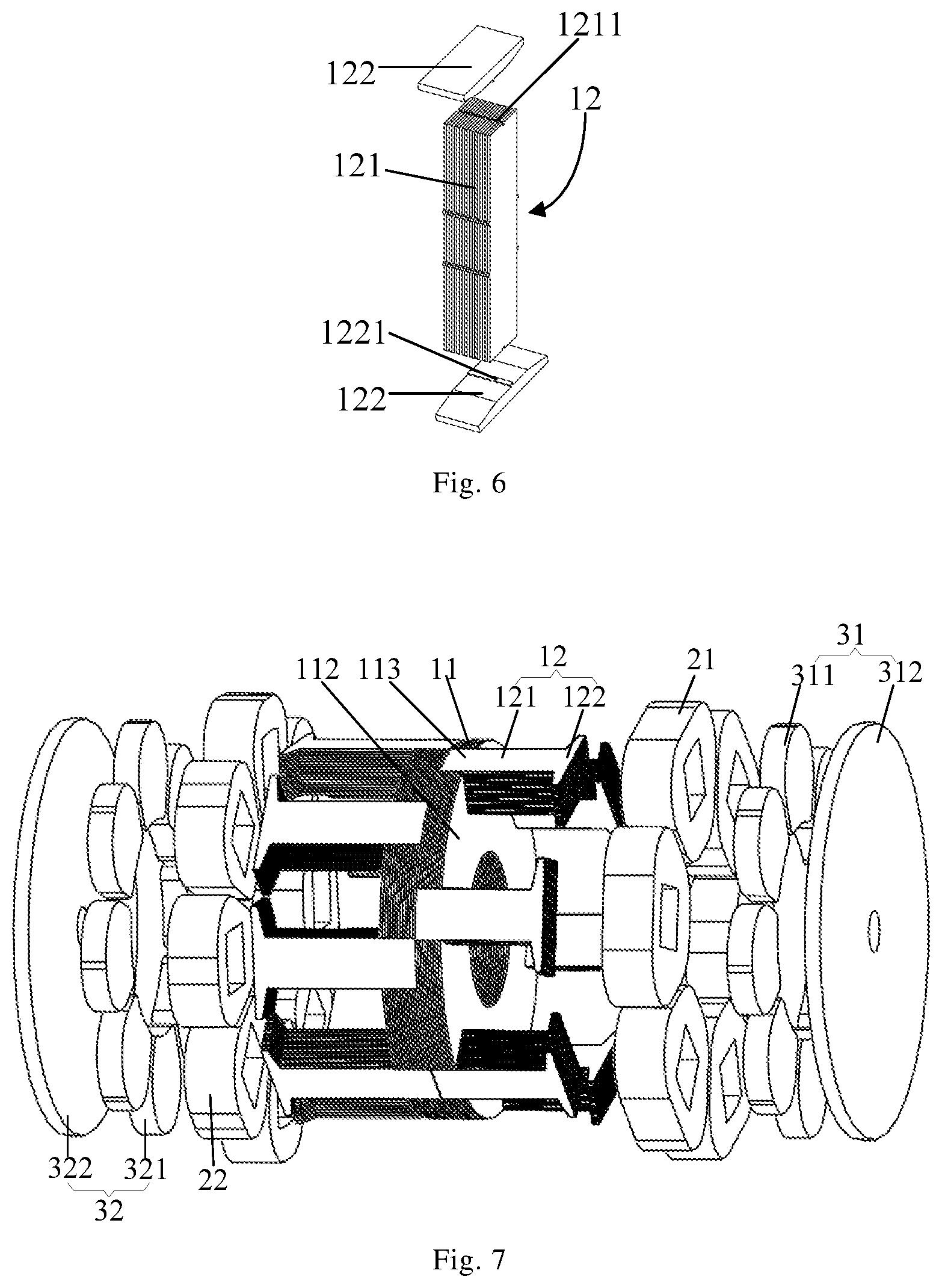 Patent US12620842 Figure 3 – Stator assembly and motor