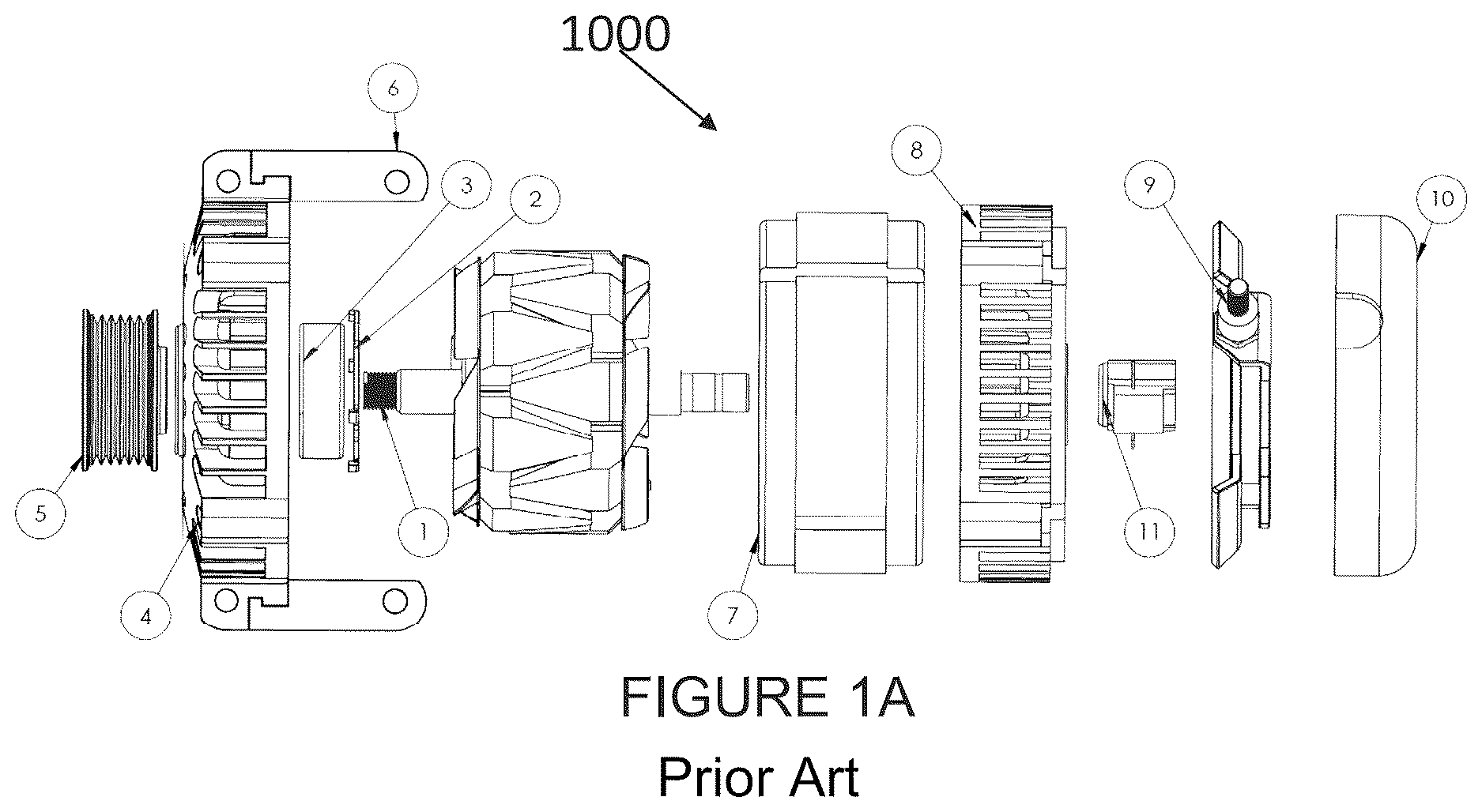 Patent US12620849 Figure 1 – Brushless alternator
