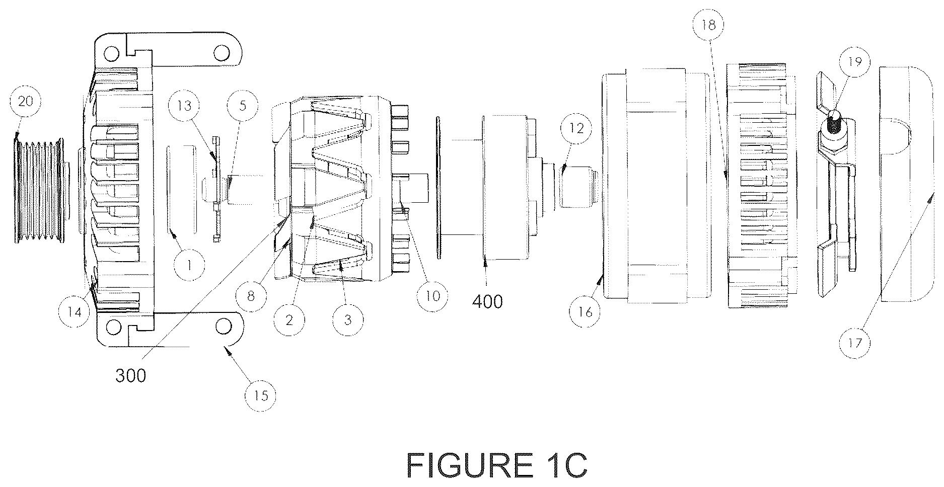 Patent US12620849 Figure 3 – Brushless alternator
