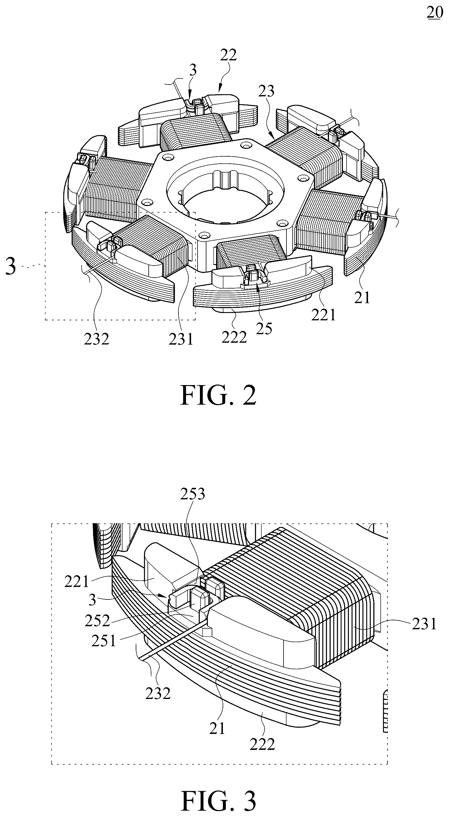Patent US12620859 Figure 3 – Motor stator structure