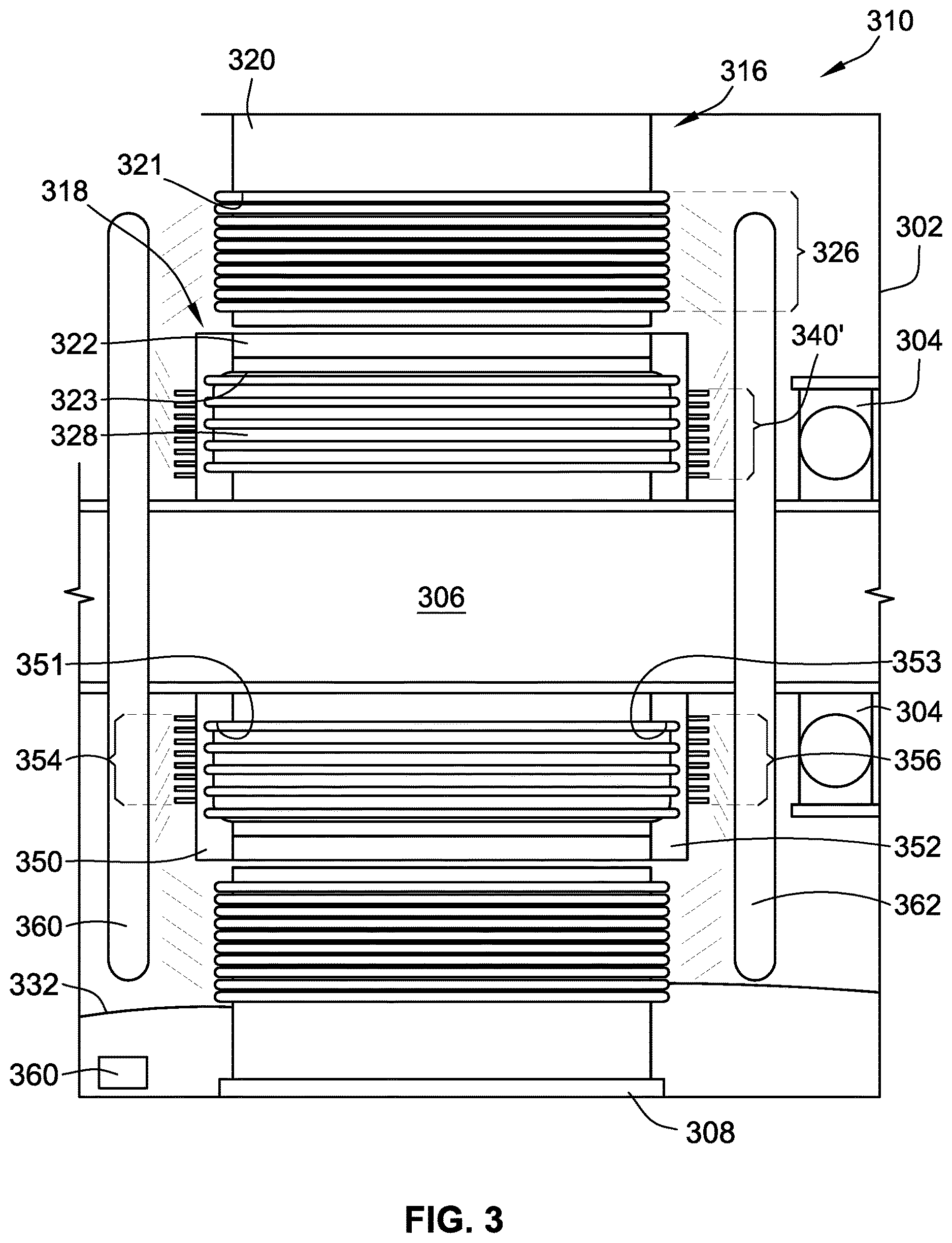 Patent US12620874 Figure 3 – Winding slot-embedded vapor chambers and heat pipes with endcap heat sinks for electric machines