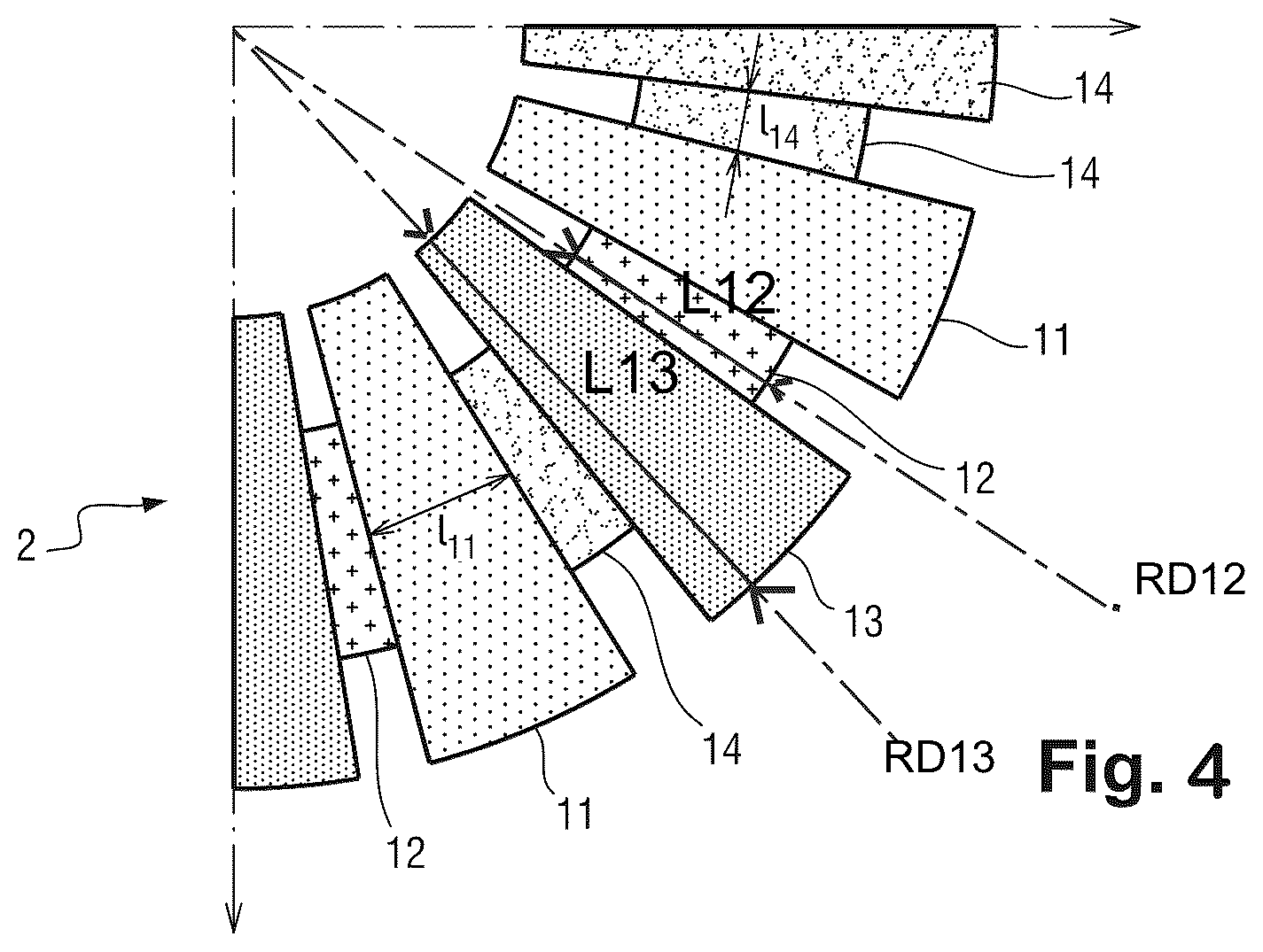 Patent US12620882 Figure 4 – Eddy current magnetic braking device, braked vehicle wheel and aircraft landing gear equipped with such a wheel