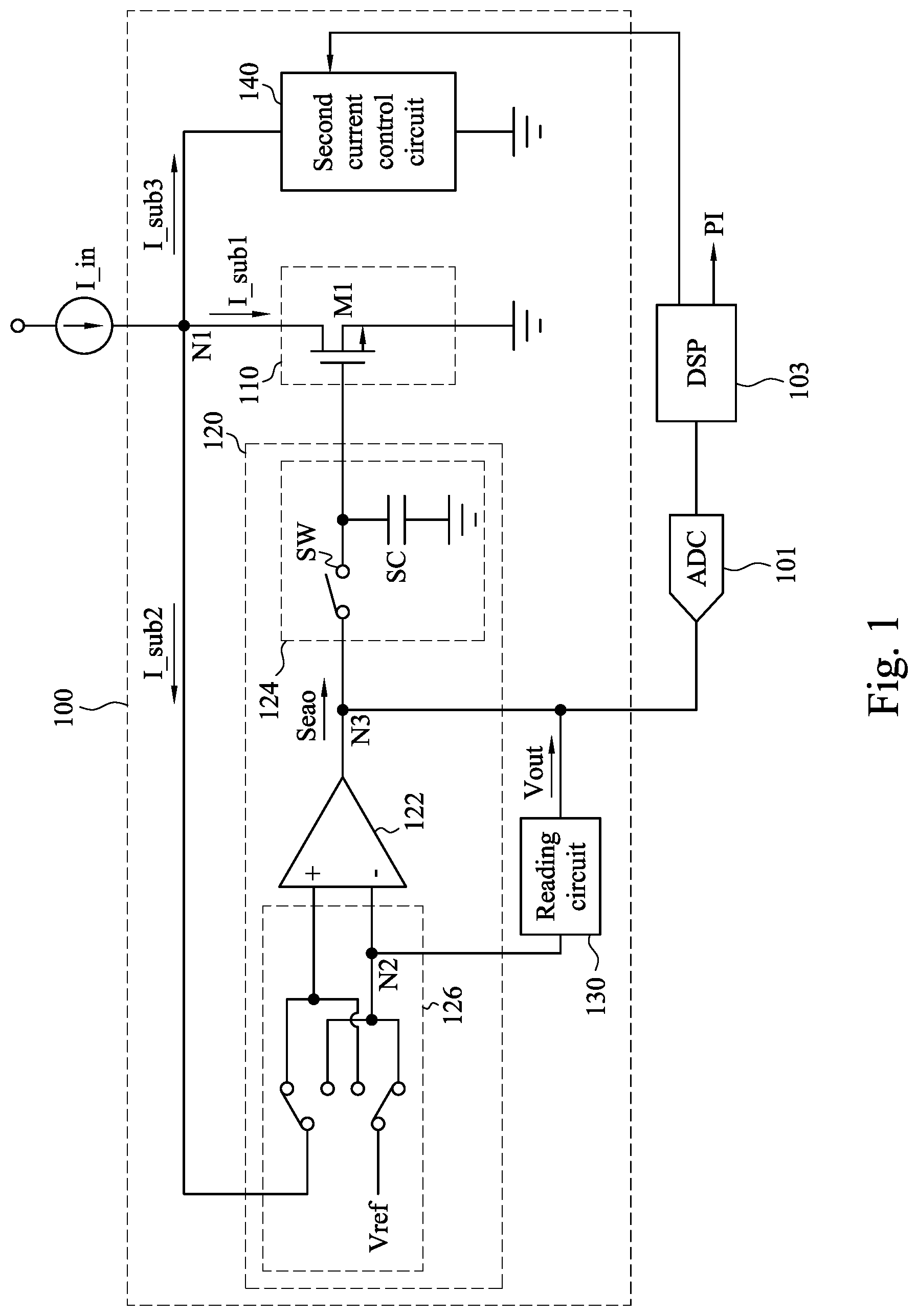 Patent US12620888 Figure 1 – Analog frontend circuit and signal filtering method for photoplethysmography