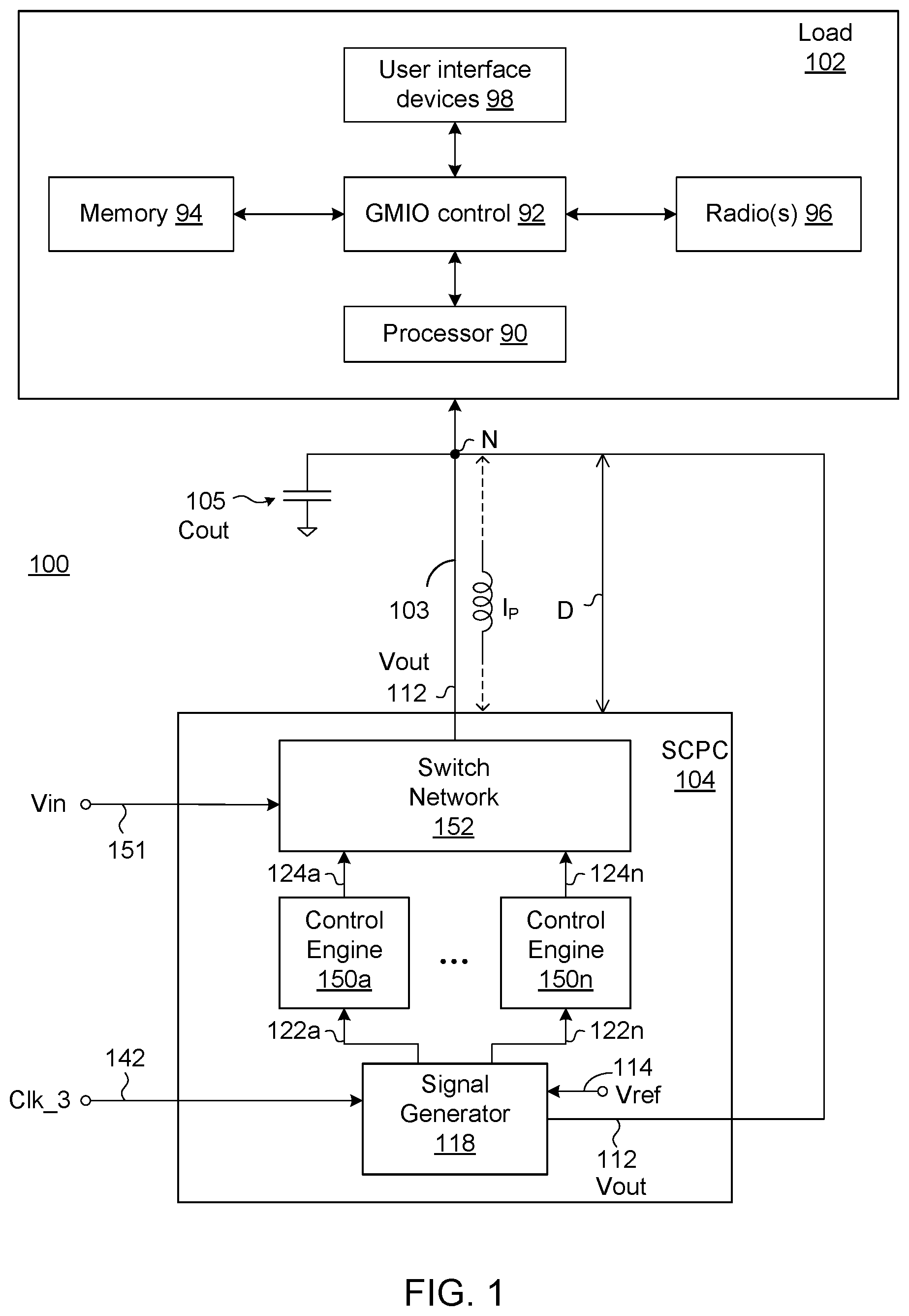 Patent US12620894 Figure 1 – Maximum frequency adjustment control for a switched capacitor power converter