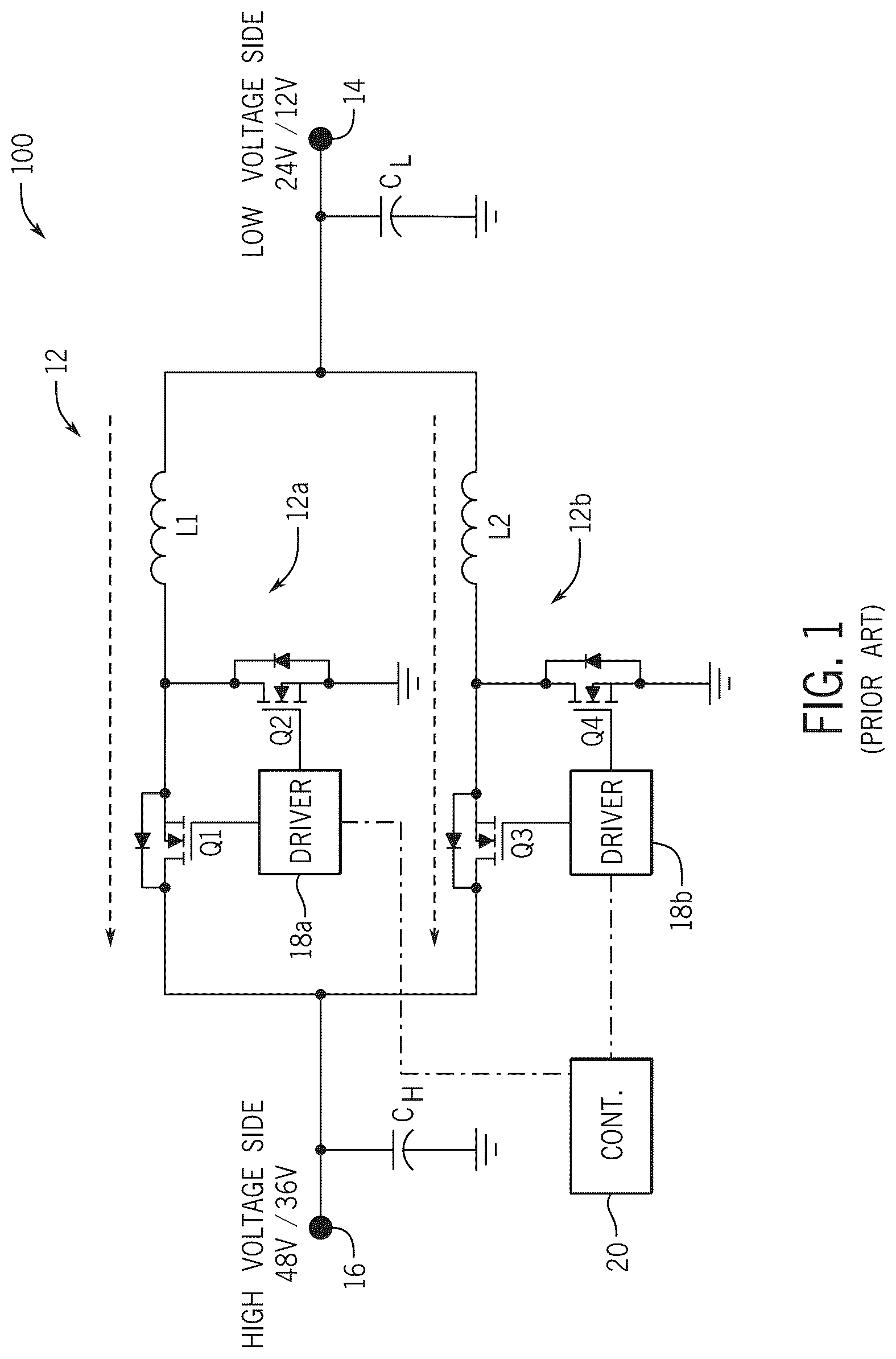 Patent US12620900 Figure 1 – Power converter with integrated secondary multi-purpose network