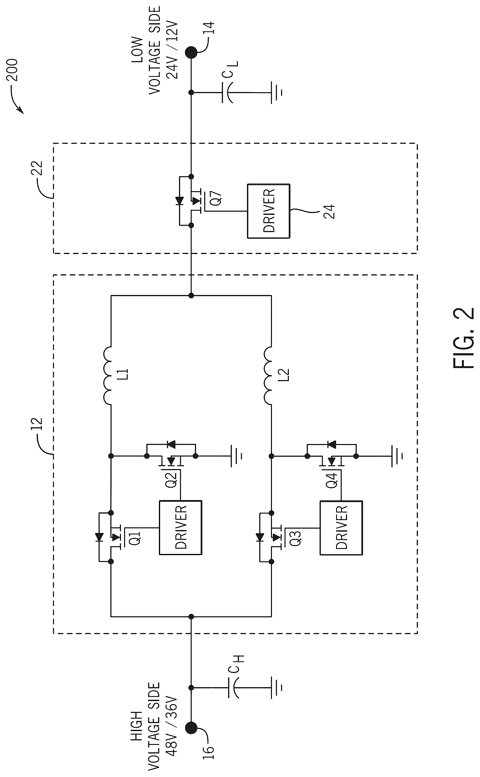 Patent US12620900 Figure 2 – Power converter with integrated secondary multi-purpose network