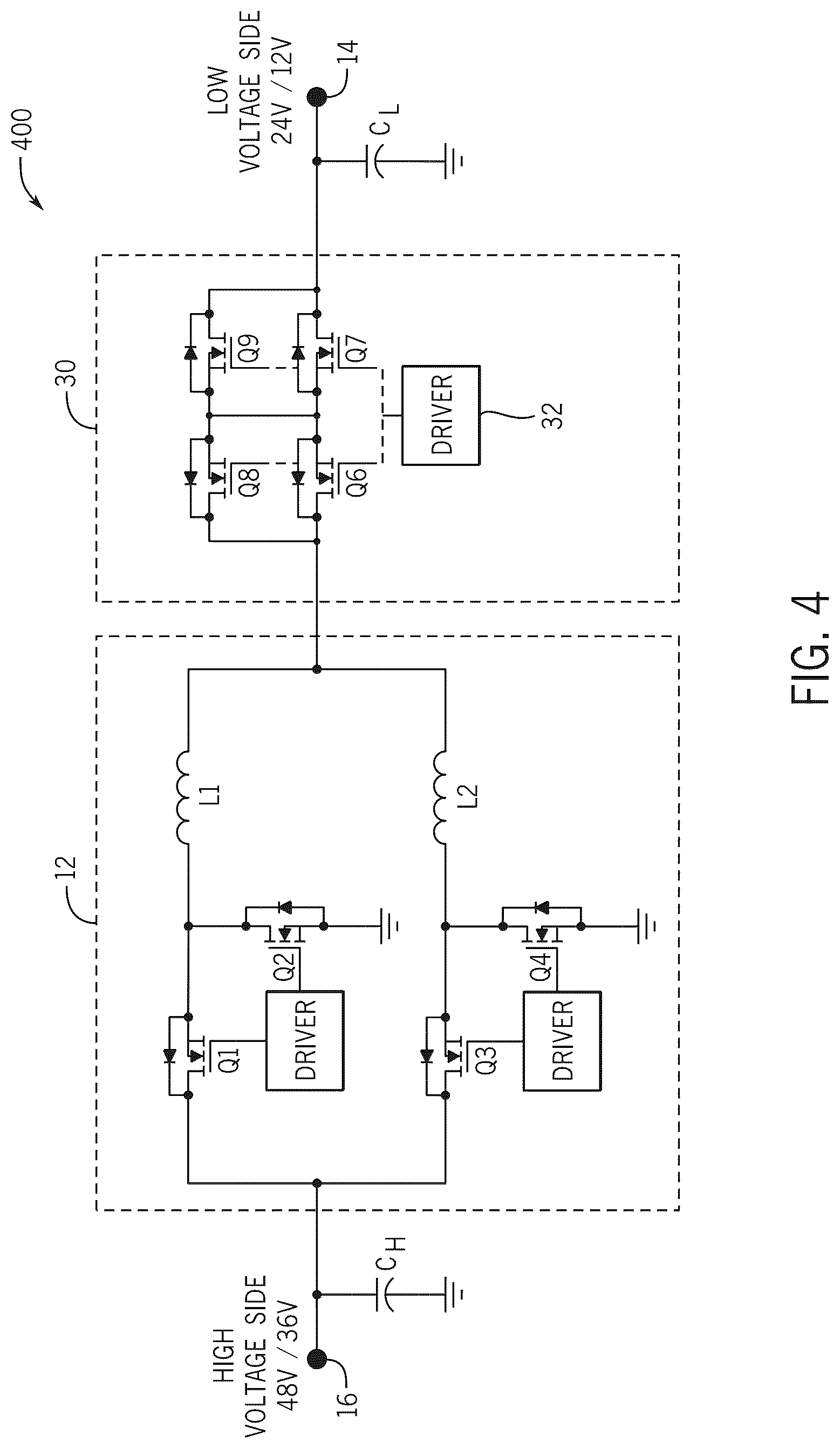 Patent US12620900 Figure 4 – Power converter with integrated secondary multi-purpose network