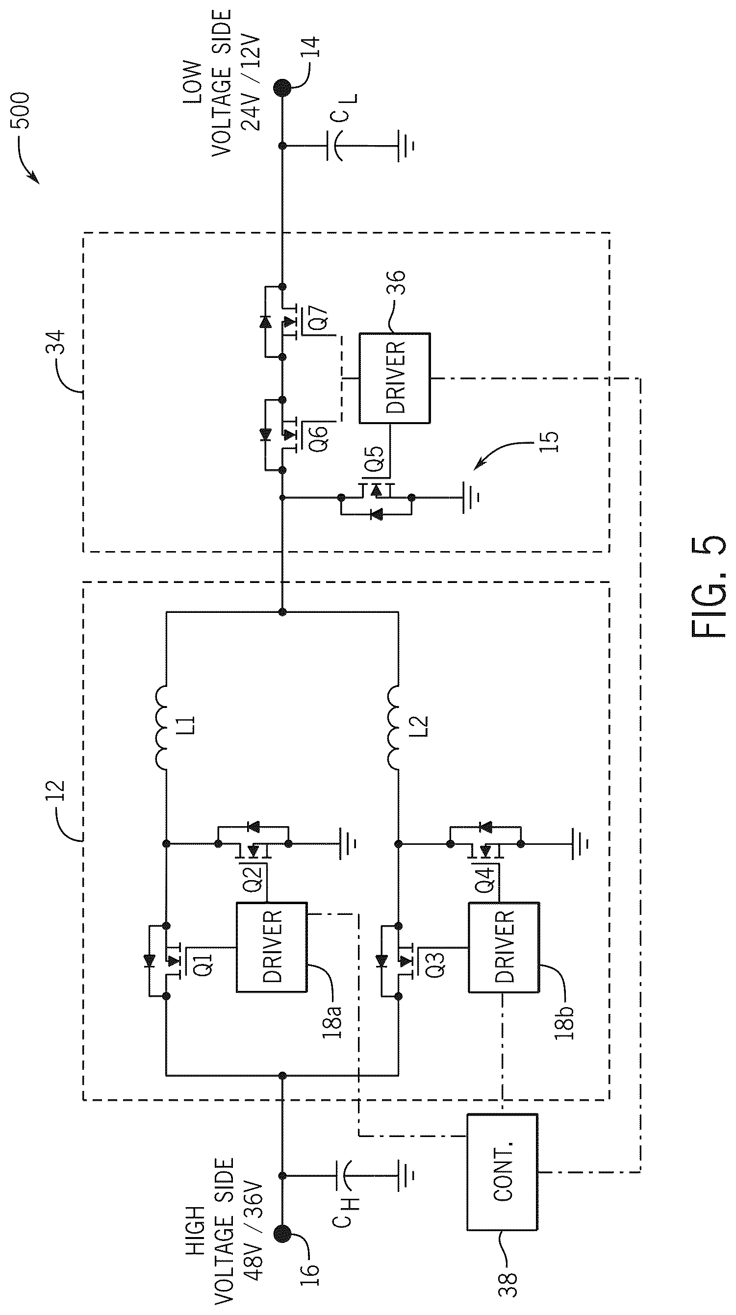 Patent US12620900 Figure 5 – Power converter with integrated secondary multi-purpose network