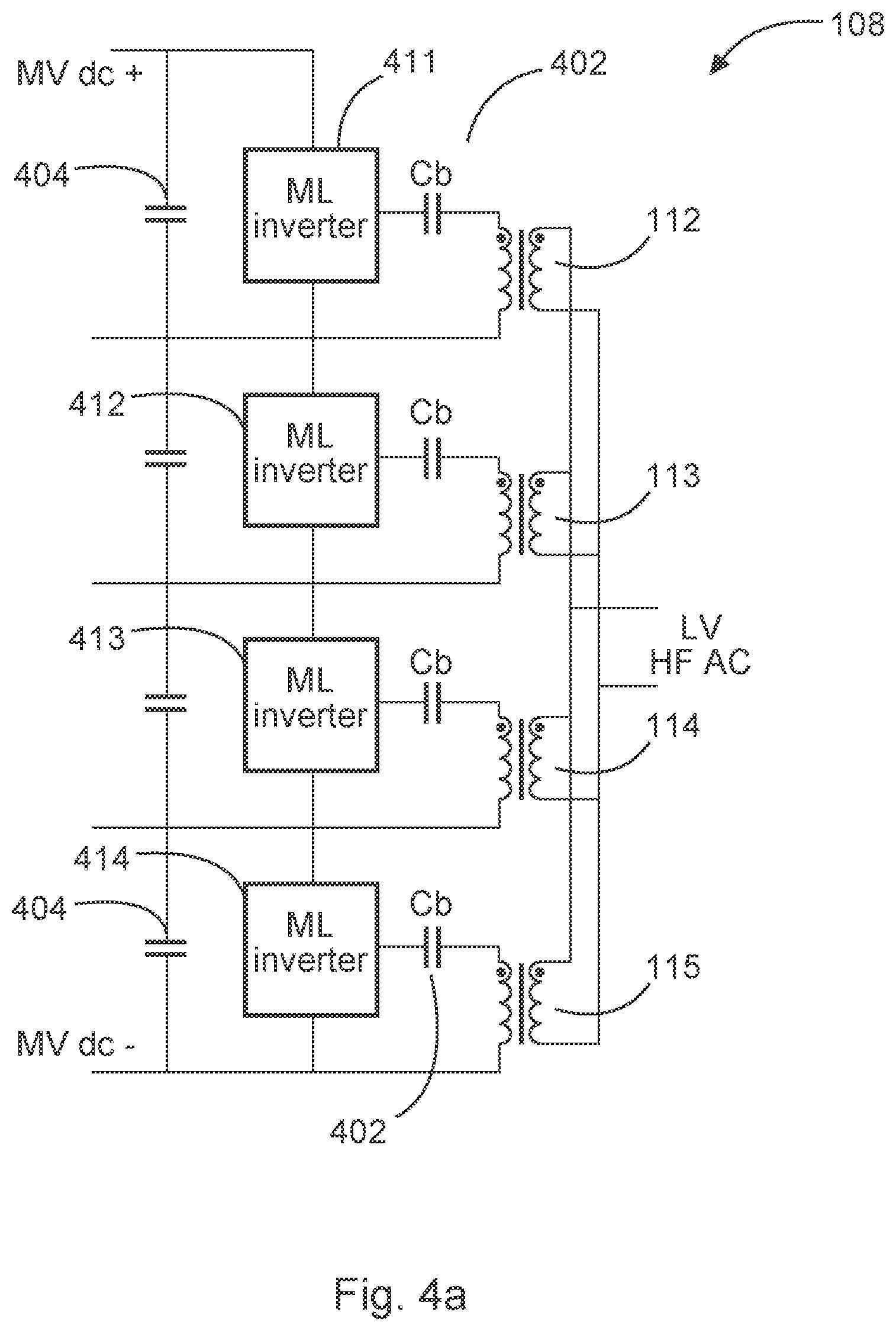 Patent US12620902 Figure 7 – Bi-directional medium voltage to low voltage converter topology