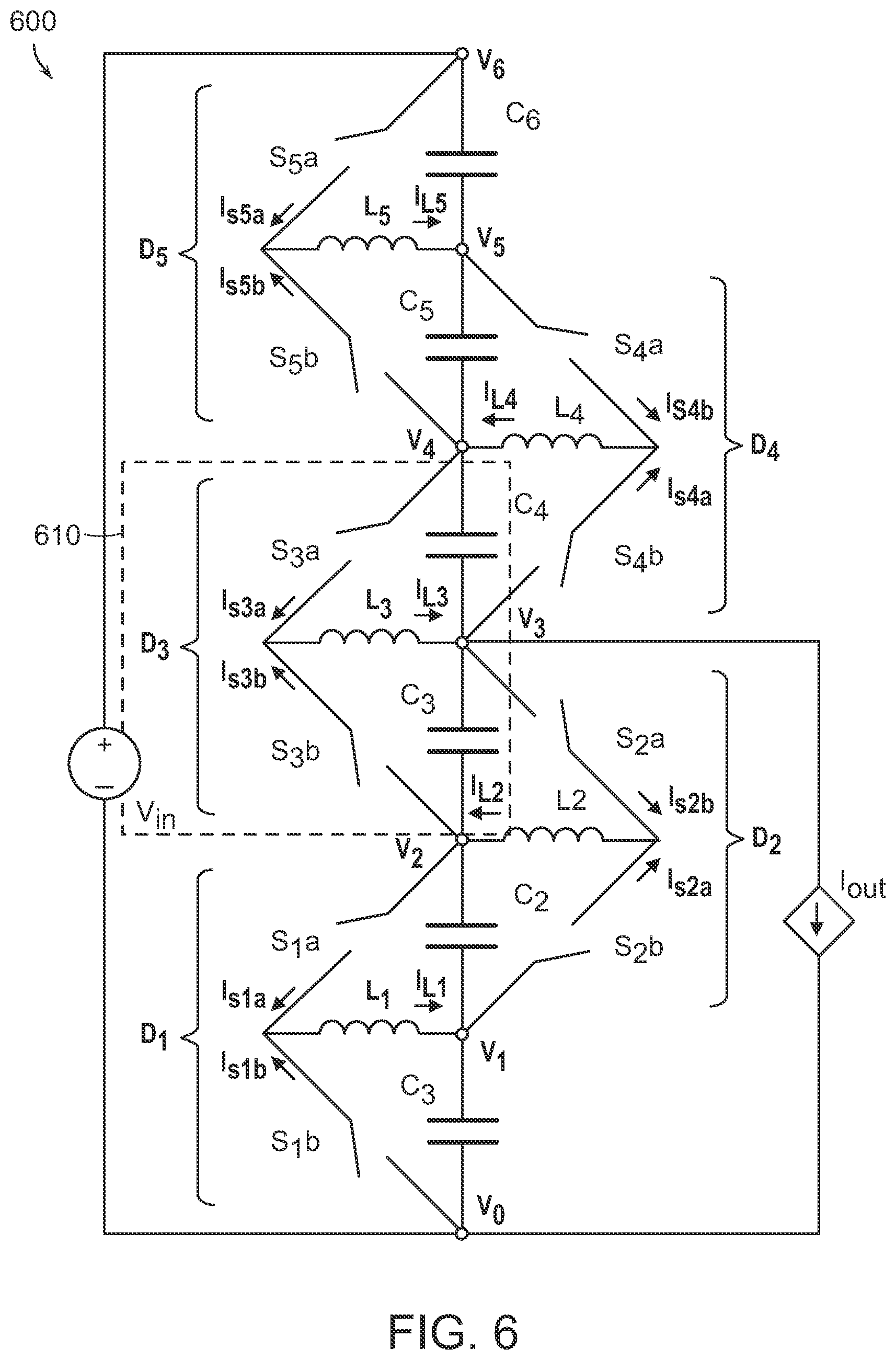 Patent US12620903 Figure 6 – Systems and methods for stacked multi-level power converter implementations with linear scaling