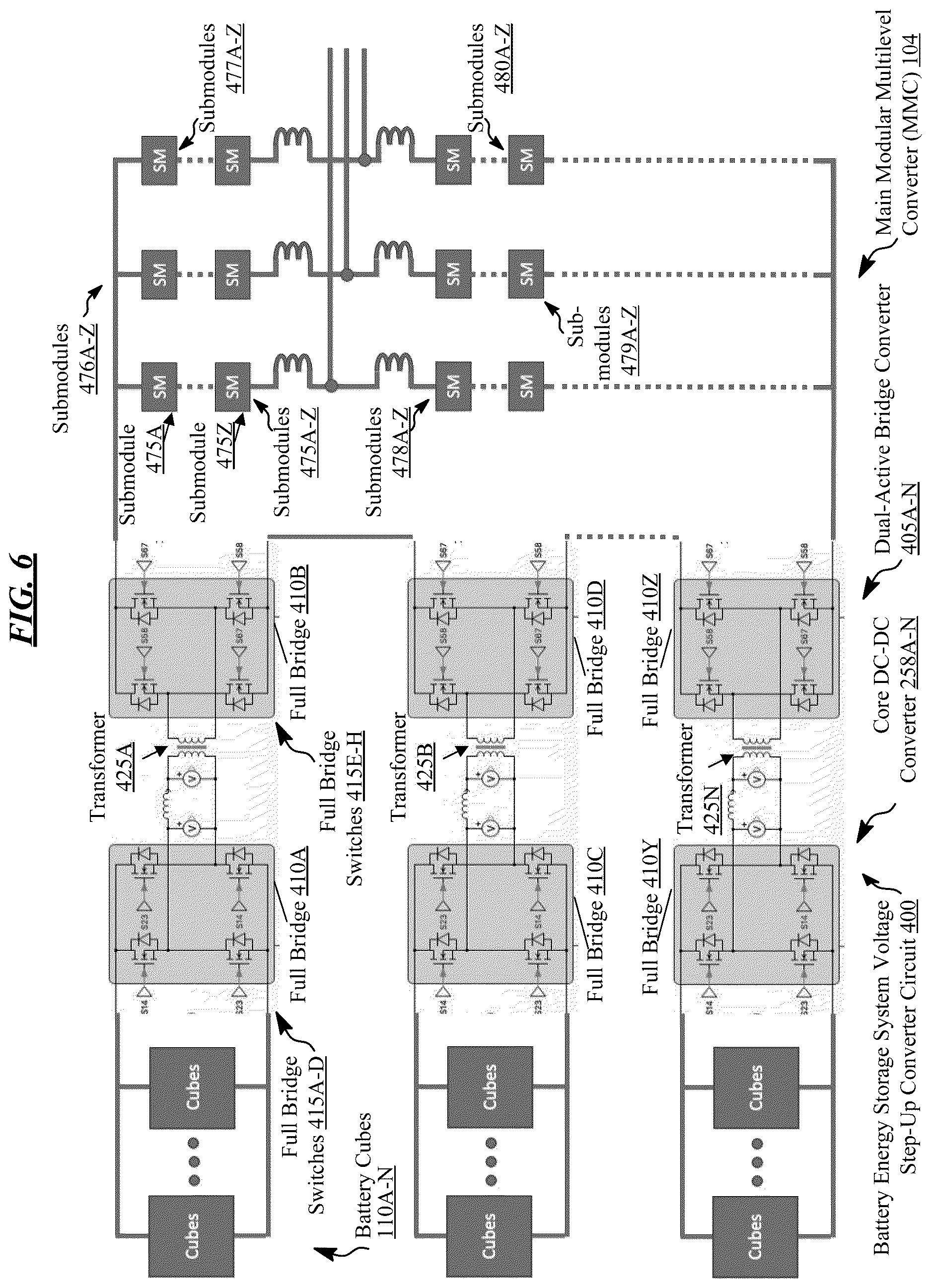 Patent US12620908 Figure 6 – Modular multilevel converters for battery energy storage