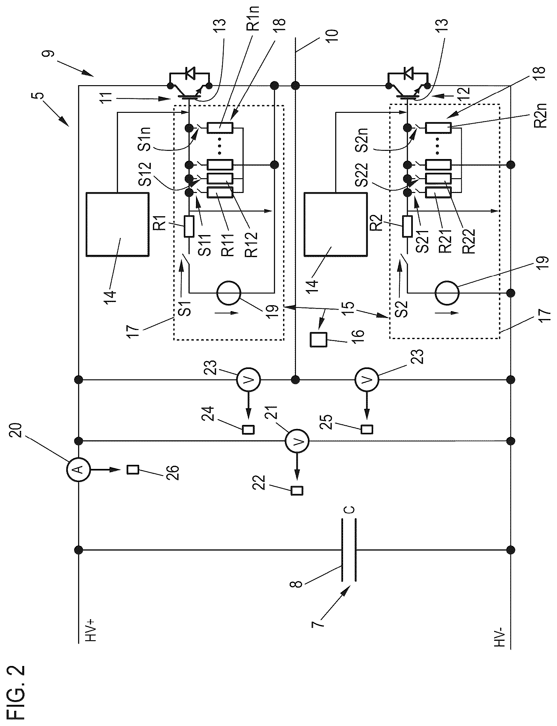 Patent US12620912 Figure 2 – Electric circuit arrangement, electric drive device, motor vehicle and method for operating an electric circuit arrangement