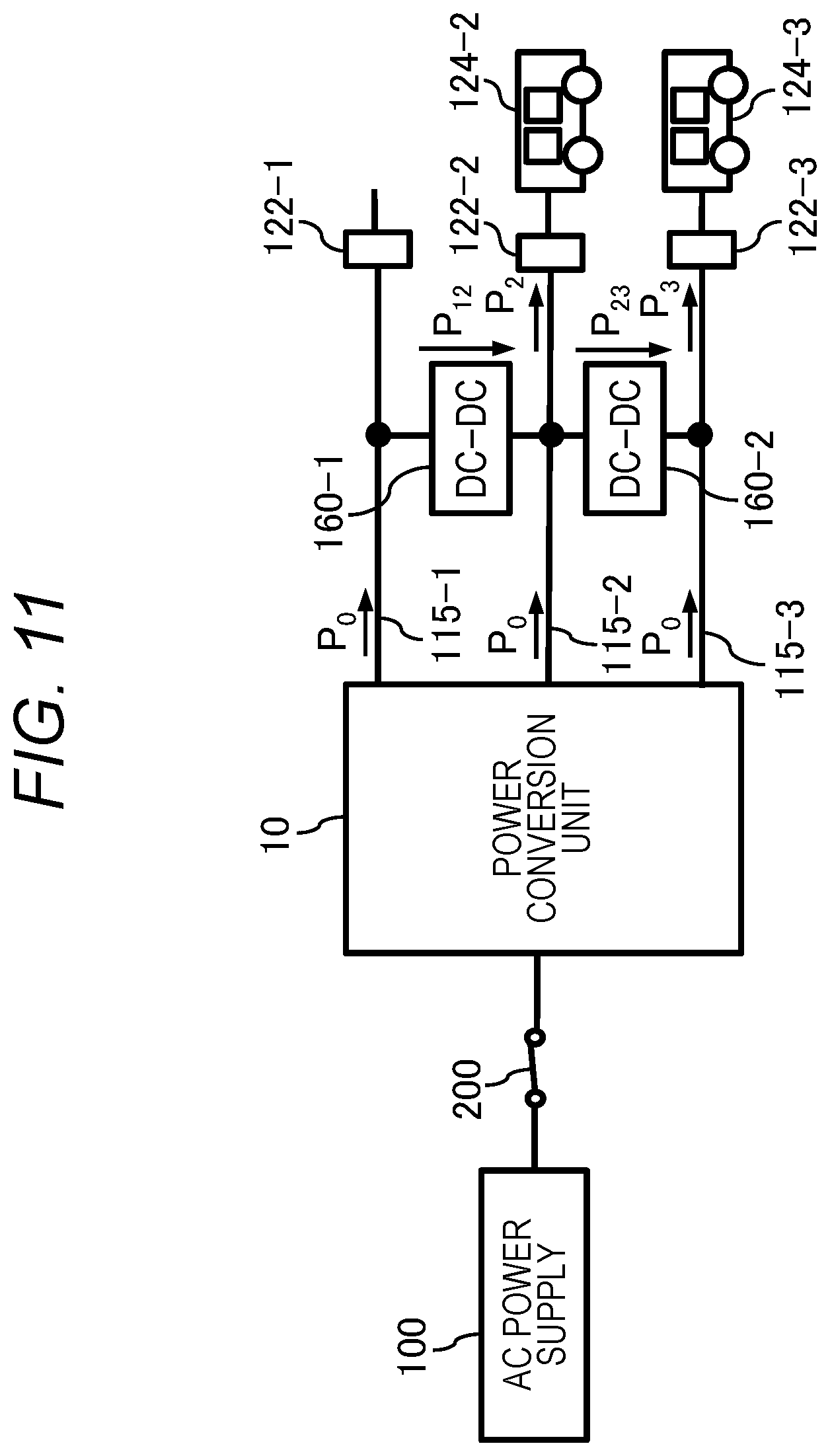 Patent US12620913 Figure 11 – Power conversion device including a plurality of converter units and a bidirectional DC/DC converter connected between two dc outputs of a plurality of dc outputs of the plurality of converter units
