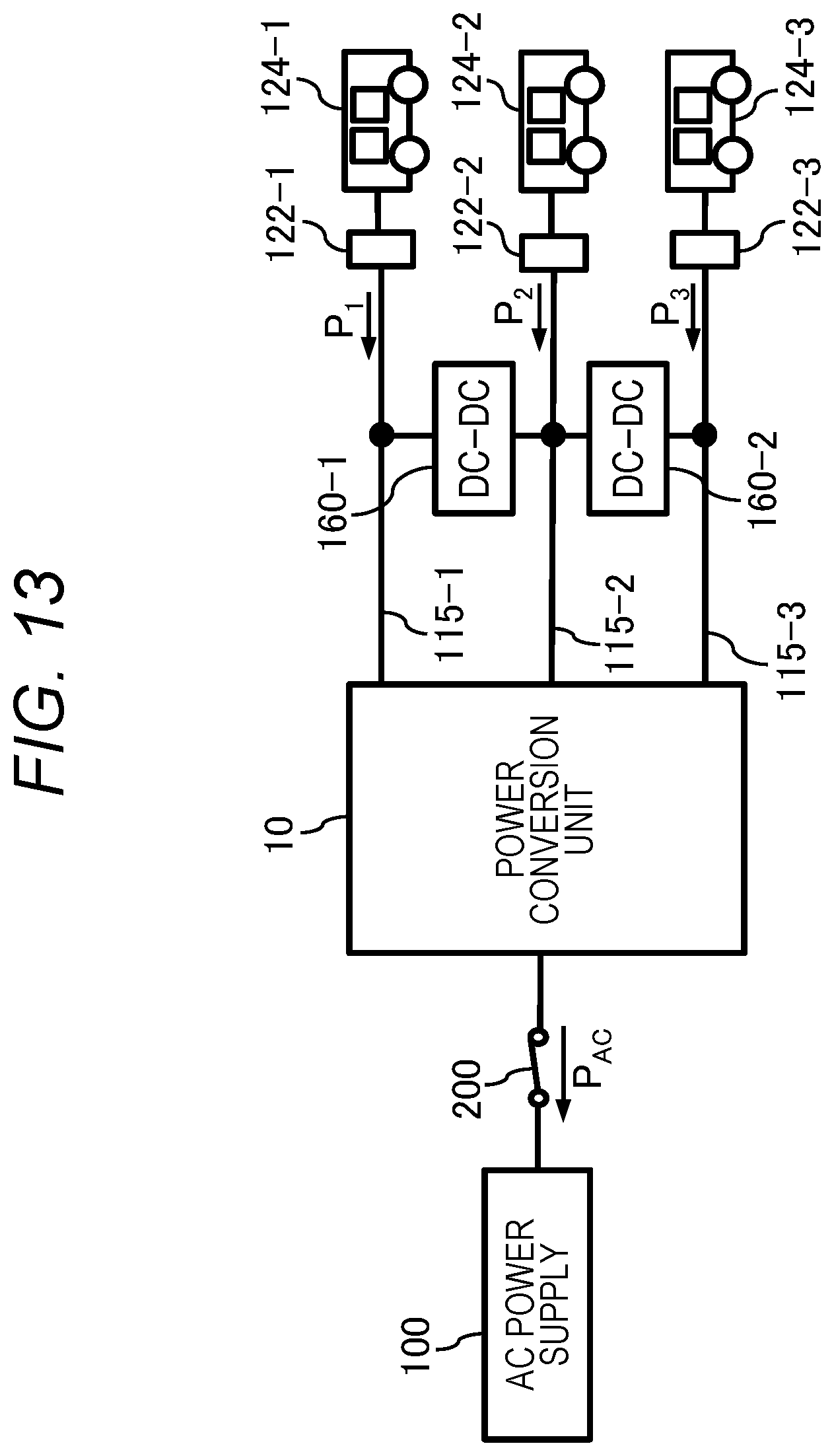 Patent US12620913 Figure 13 – Power conversion device including a plurality of converter units and a bidirectional DC/DC converter connected between two dc outputs of a plurality of dc outputs of the plurality of converter units