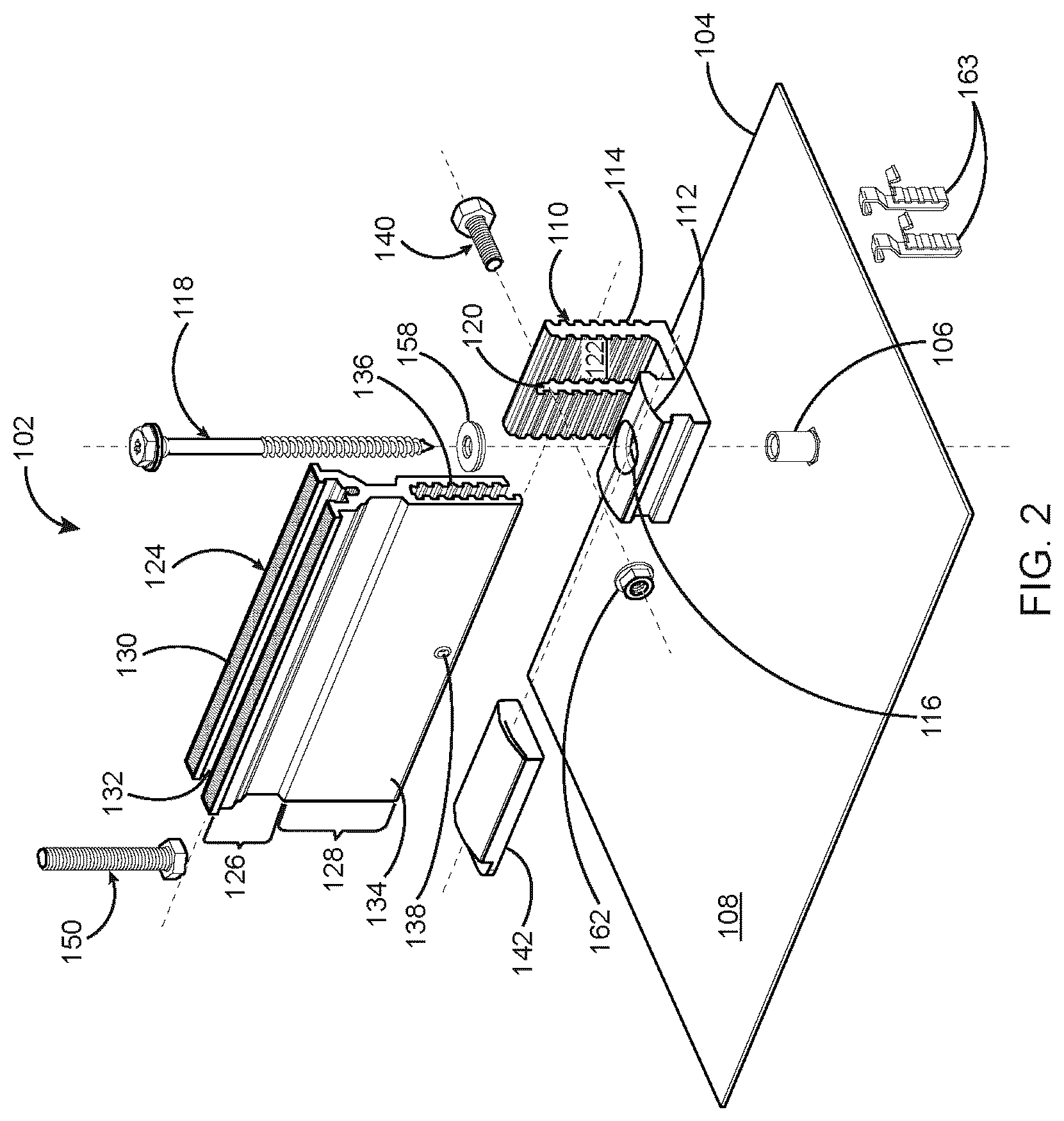 Patent US12620926 Figure 2 – Waterproofing mounting system for attaching solar modules to a roof