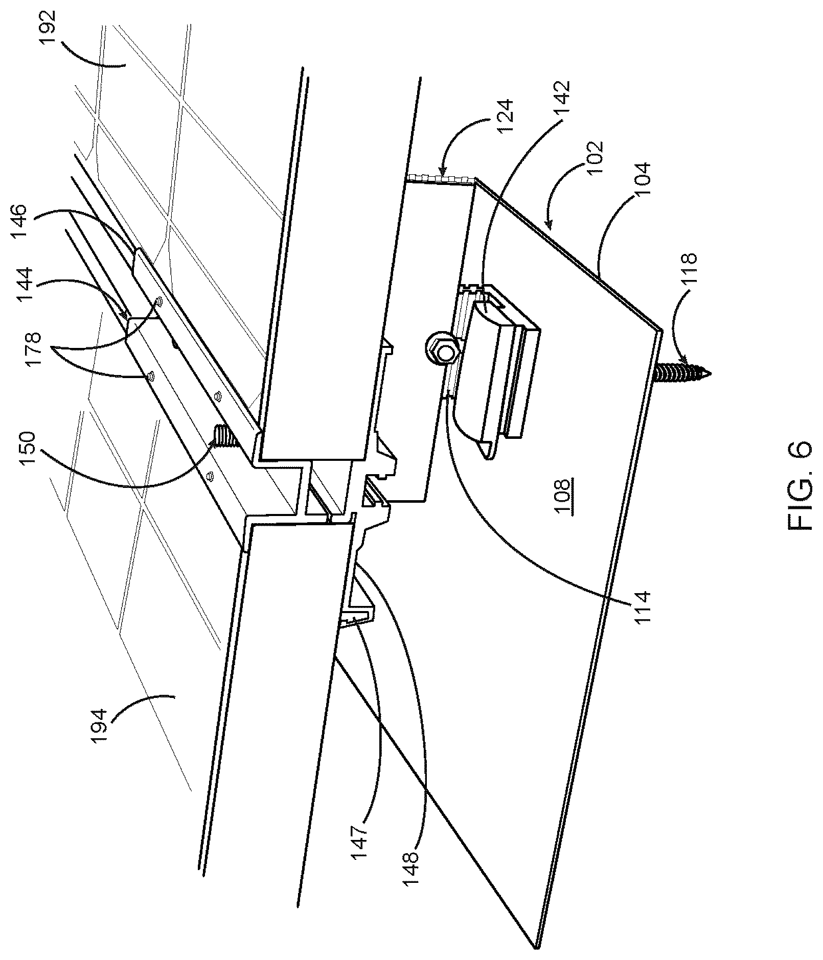 Patent US12620926 Figure 6 – Waterproofing mounting system for attaching solar modules to a roof