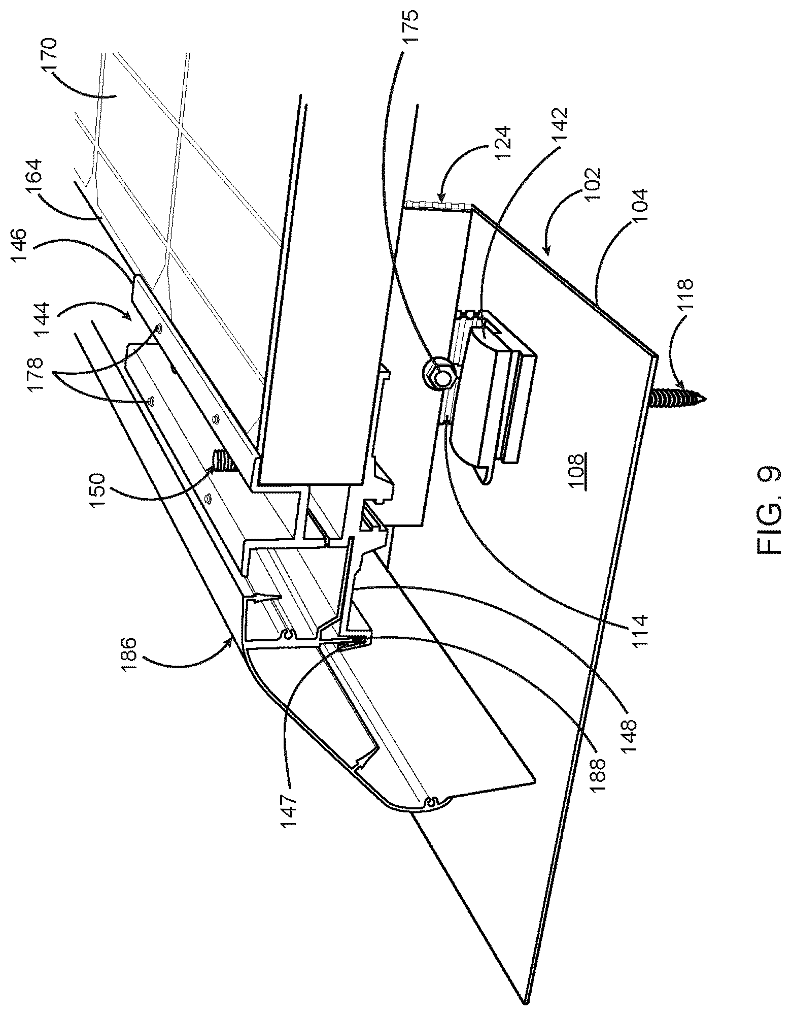 Patent US12620926 Figure 9 – Waterproofing mounting system for attaching solar modules to a roof