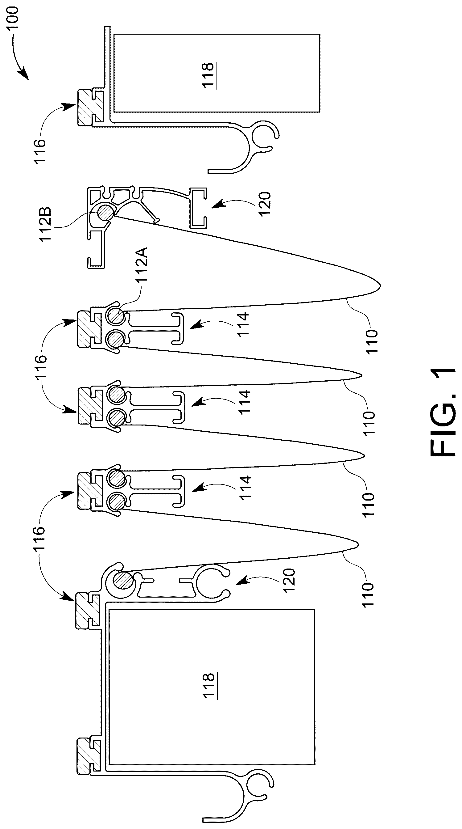Patent US12620930 Figure 1 – Multi-tier, foldable photovoltaic roof and method