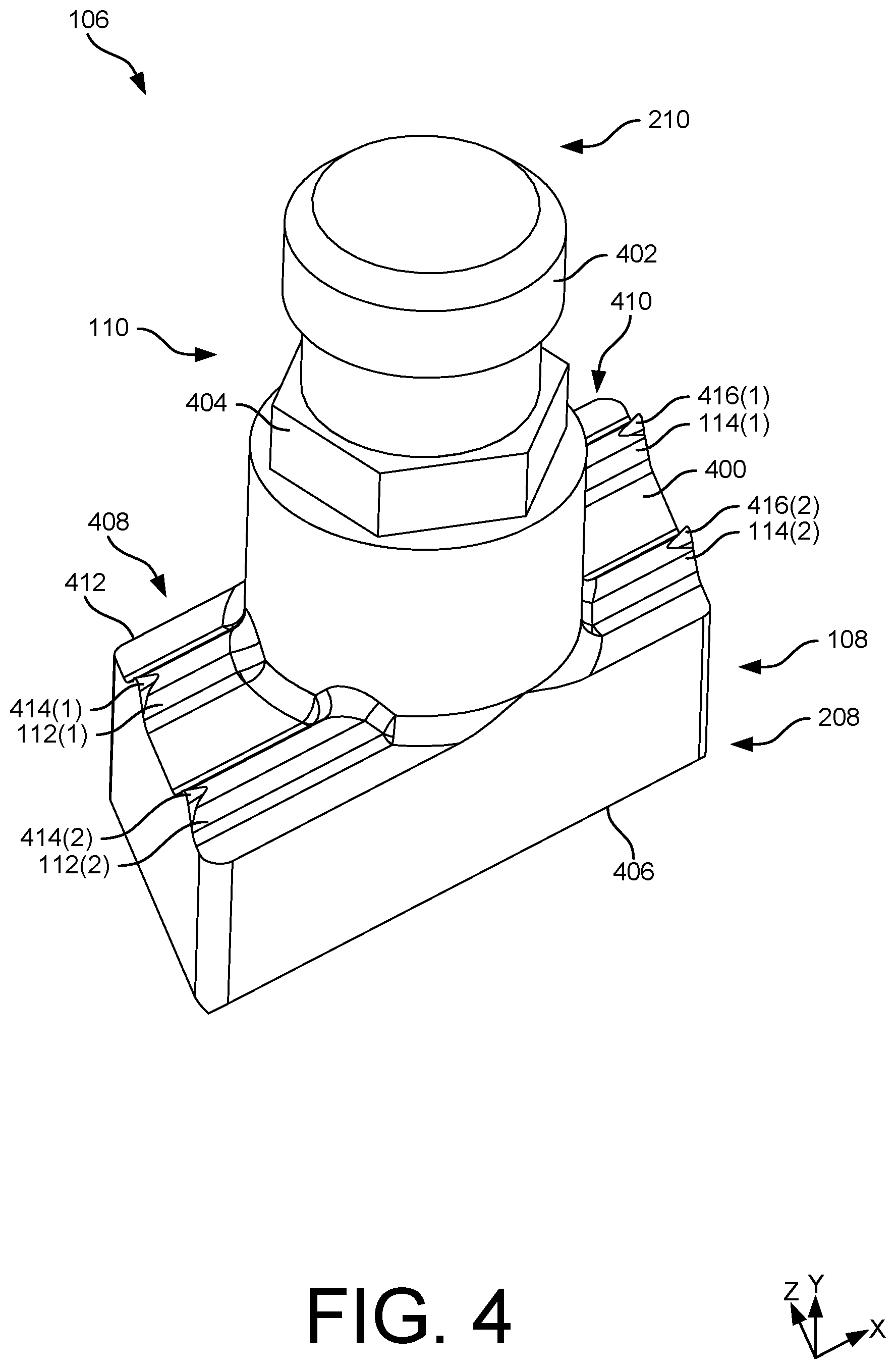 Patent US12620931 Figure 4 – Clamping mechanism for grounding photovoltaic module(s)