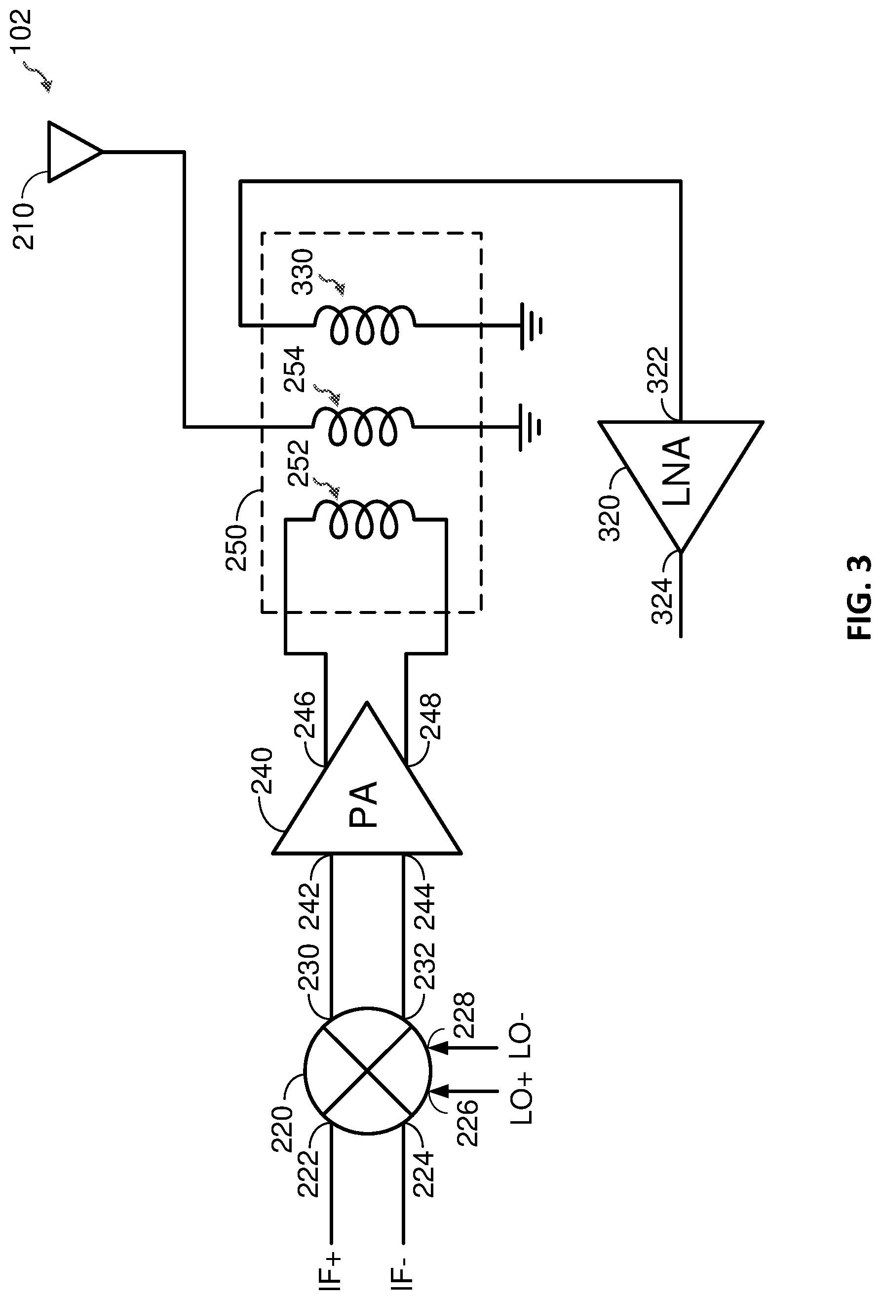 Patent US12620936 Figure 3 – Mixer with reduced local oscillator (LO) leakage